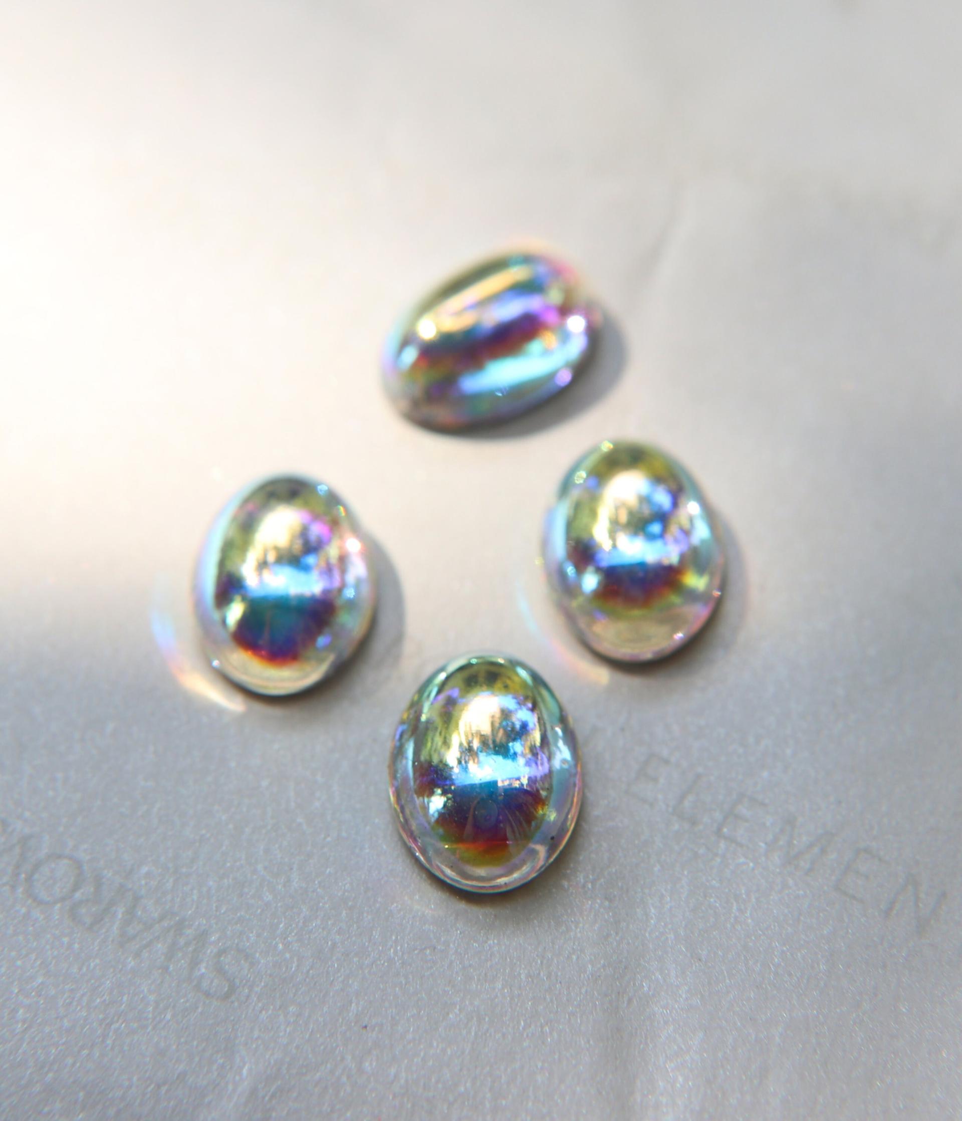 Swarovski 16x11 mm Vintage Crystal Aurore Boreale Flat Back Oval Cabochon Cabs in Crystal foiled 2/6 Pieces