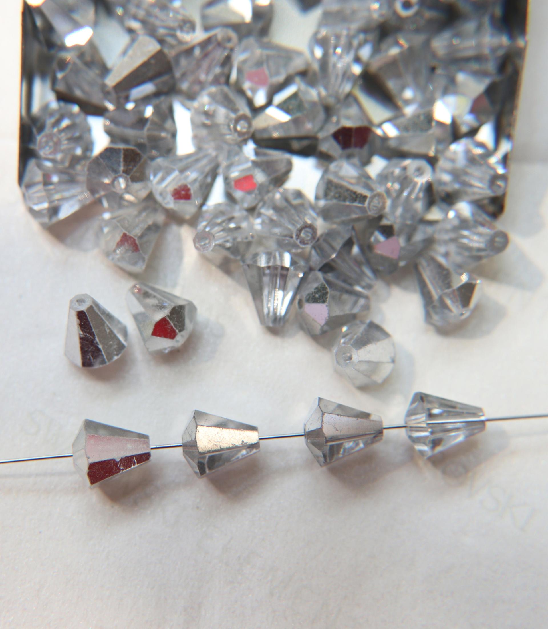 5400 Vintage 9x8 mm Swarovski crystal bead cone shape Crystal Comet Argent Swarovski Elements 6/12/36 Pieces, jewelry making