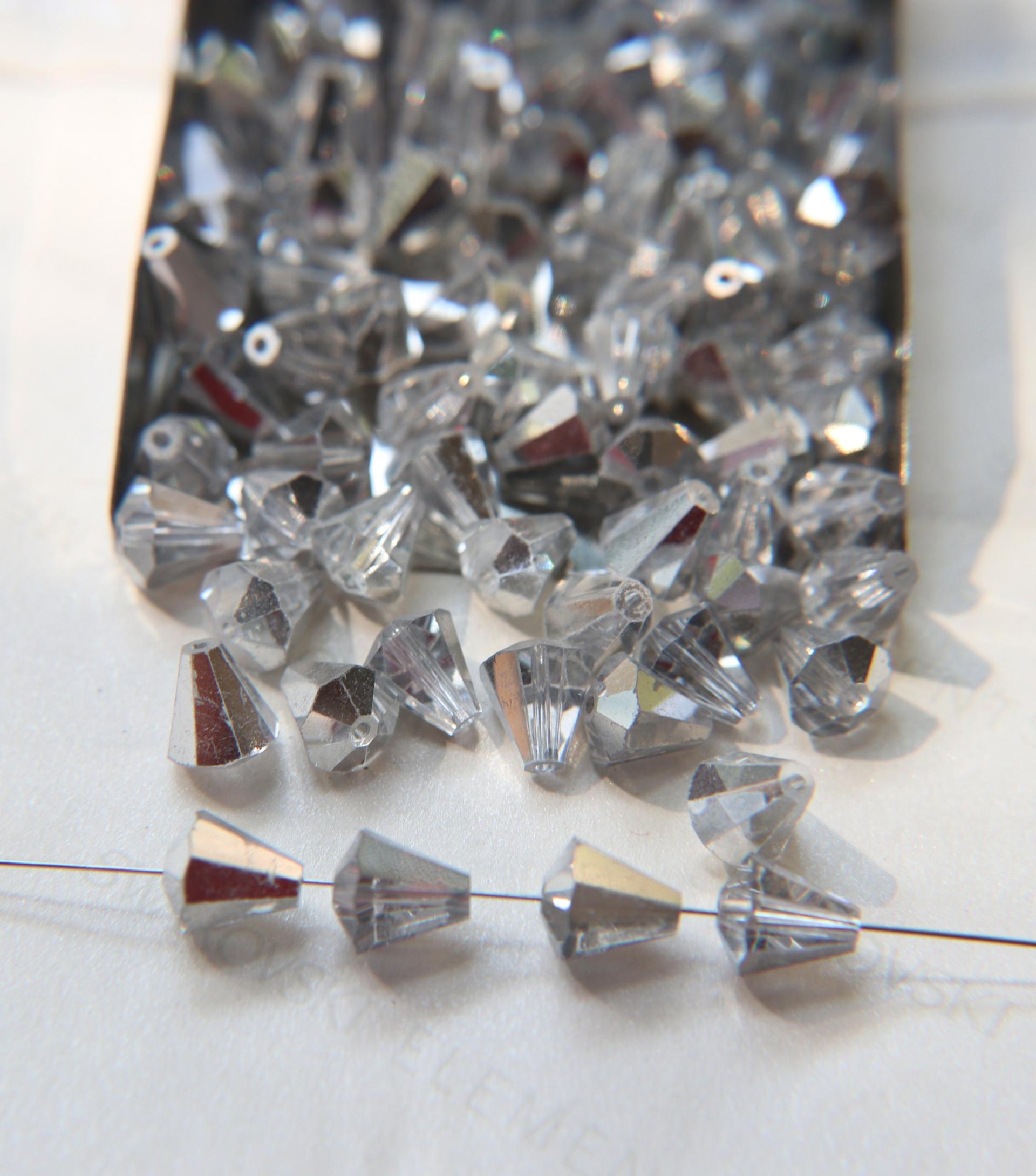 5400 Vintage 9x8 mm Swarovski crystal bead cone shape Crystal Comet Argent Swarovski Elements 6/12/36 Pieces, jewelry making