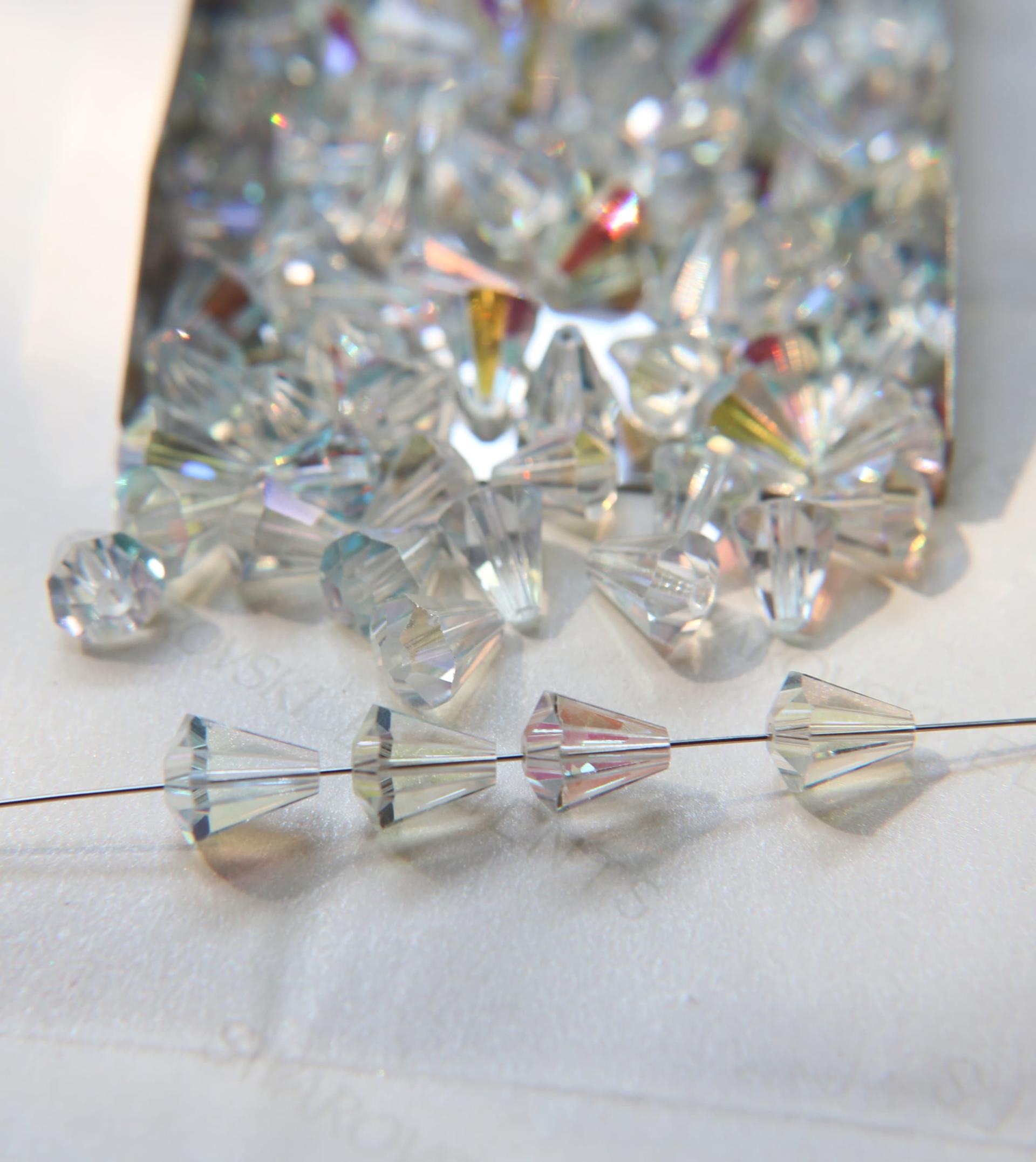 5400 Vintage 9x8 mm Swarovski crystal bead cone shape Crystal Aurore Boreale Swarovski Elements 2/6/12/36 Pieces, jewelry making