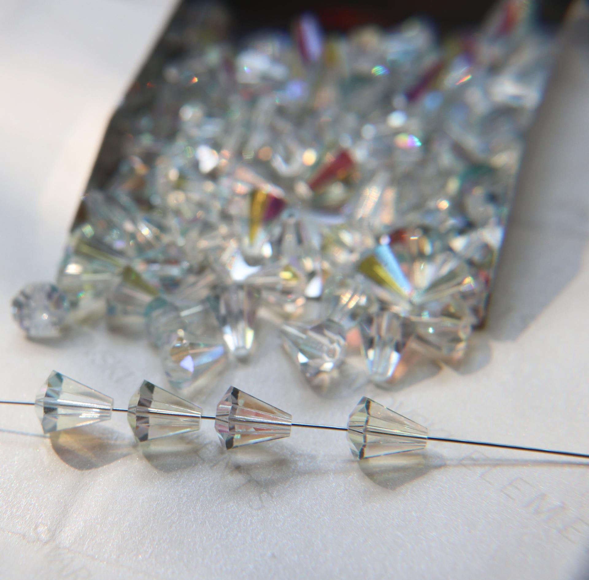 5400 Vintage 9x8 mm Swarovski crystal bead cone shape Crystal Aurore Boreale Swarovski Elements 2/6/12/36 Pieces, jewelry making
