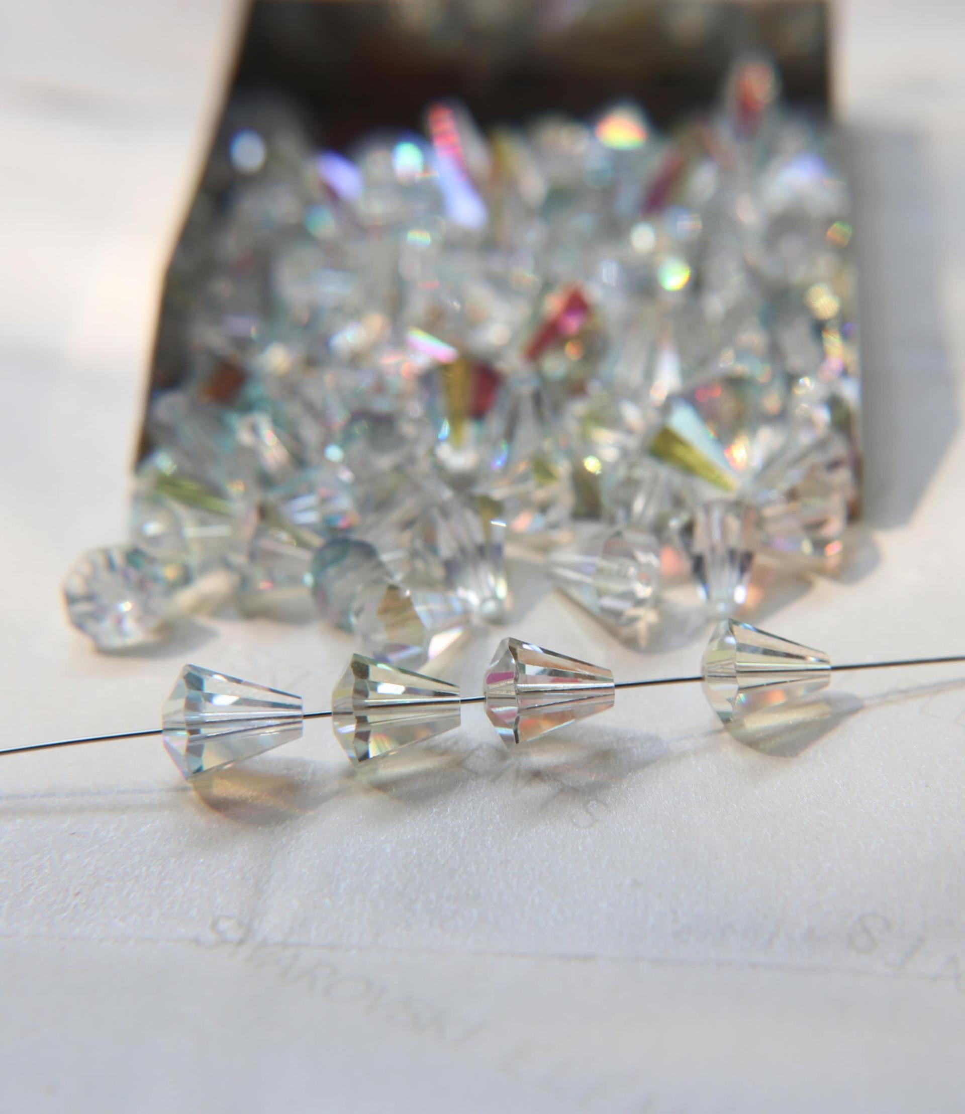 5400 Vintage 9x8 mm Swarovski crystal bead cone shape Crystal Aurore Boreale Swarovski Elements 2/6/12/36 Pieces, jewelry making