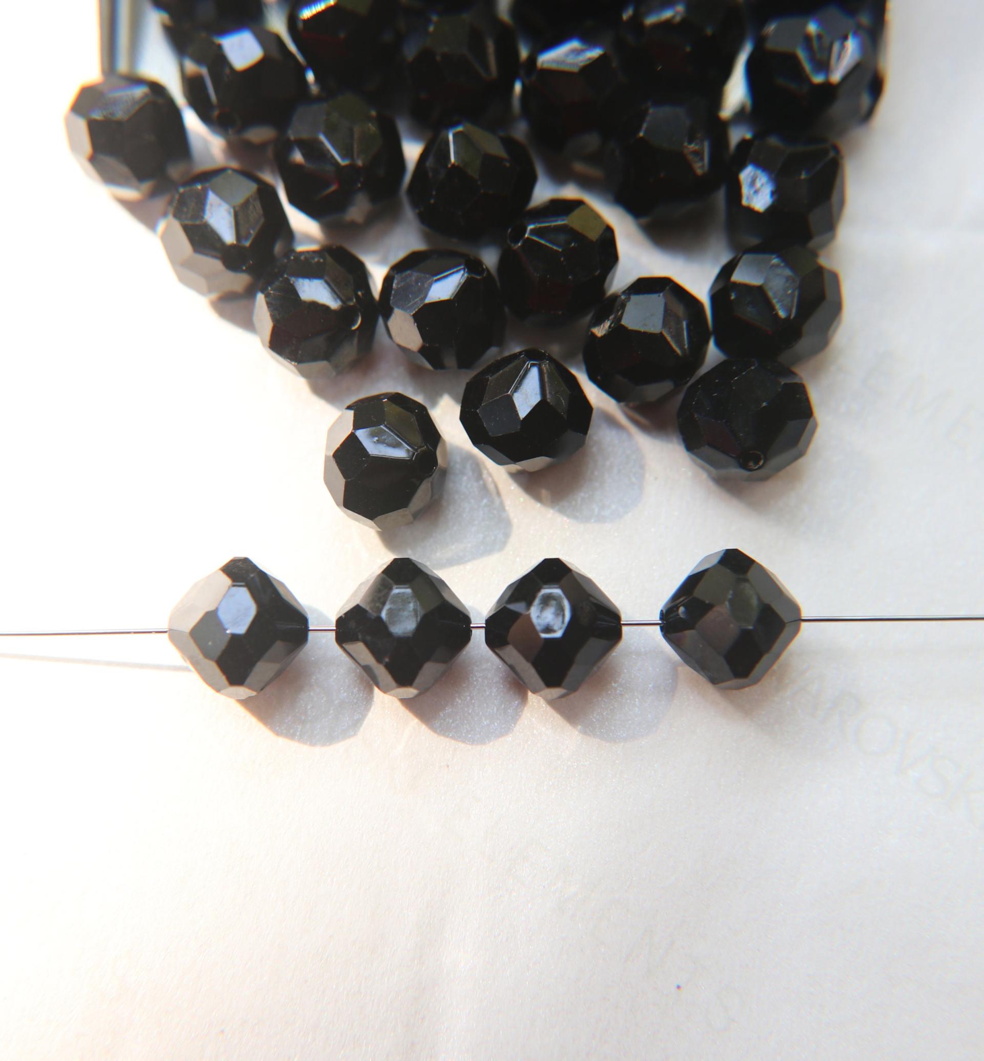 10mm Vintage Swarovski crystal beads, Jet faceted article 5309, 2/6/12/36/72/144 Pieces Vintage findings