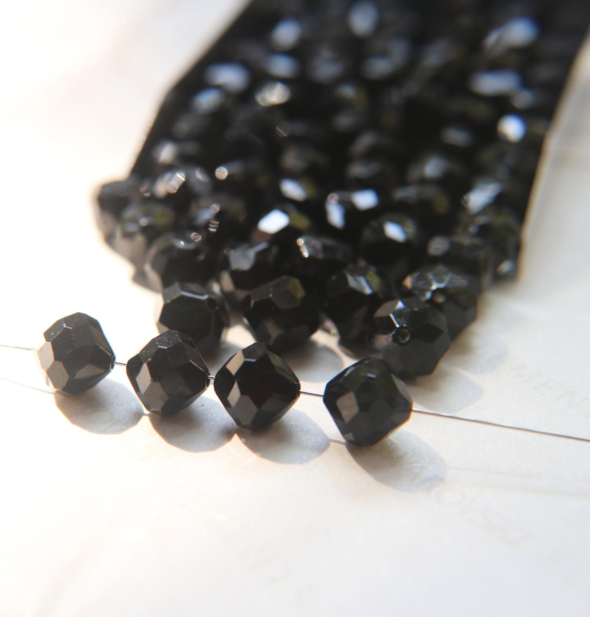 10mm Vintage Swarovski crystal beads, Jet faceted article 5309, 2/6/12/36/72/144 Pieces Vintage findings