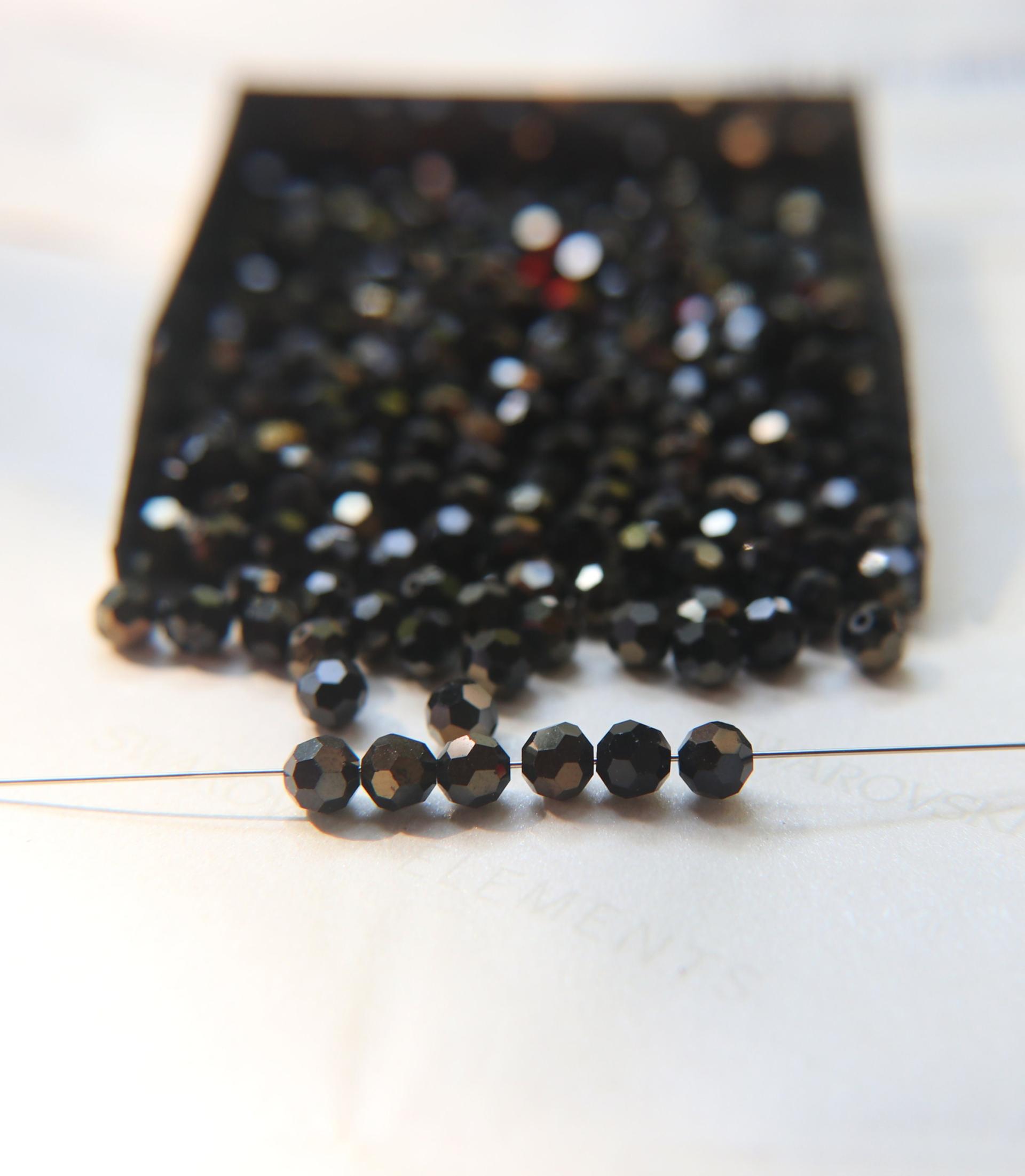 5mm Vintage Swarovski Elements Article 5000 Jet Nut Faceted Round Beads 6/12/36/172/44/288/720 Pieces