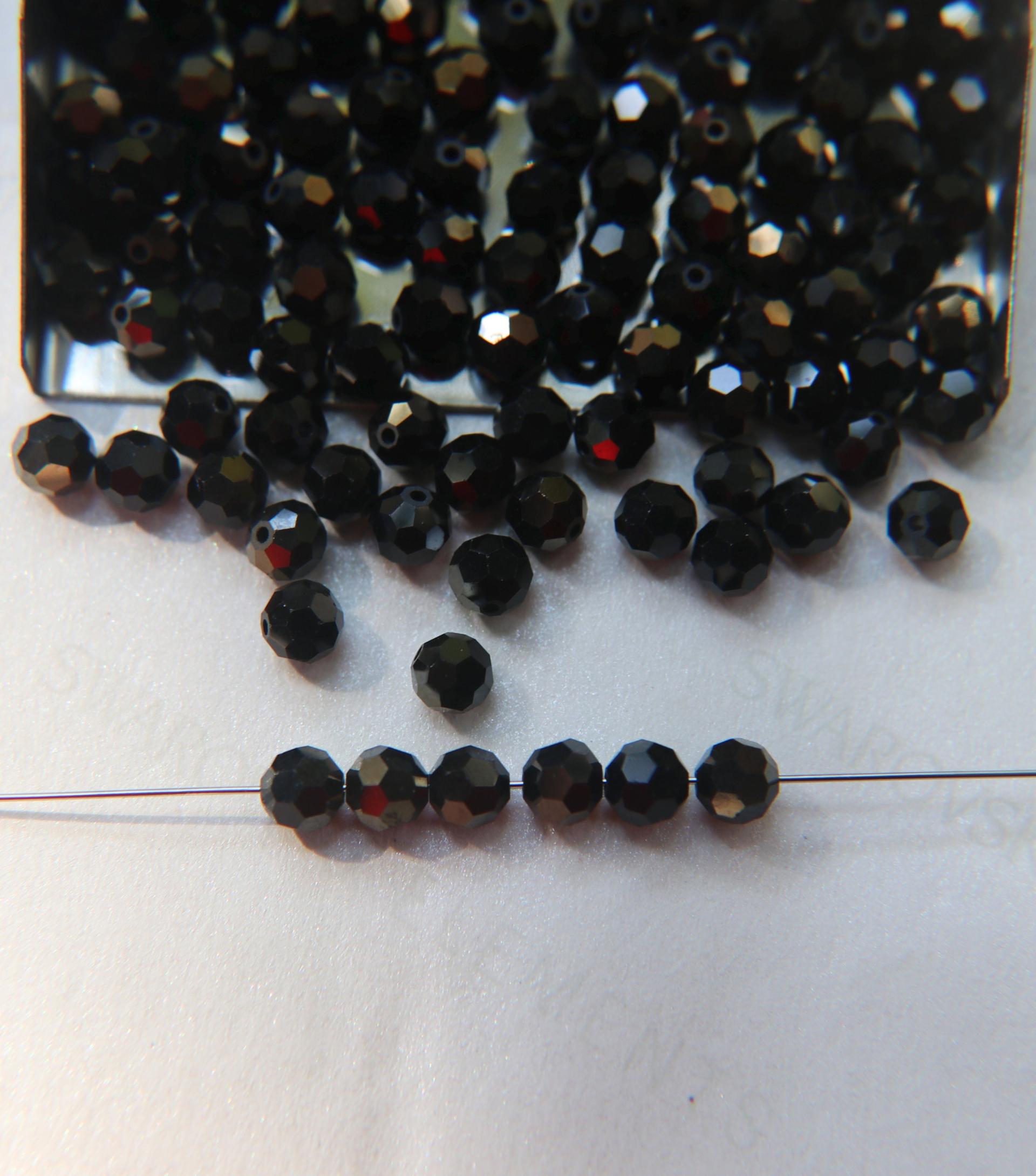 5mm Vintage Swarovski Elements Article 5000 Jet Nut Faceted Round Beads 6/12/36/172/44/288/720 Pieces