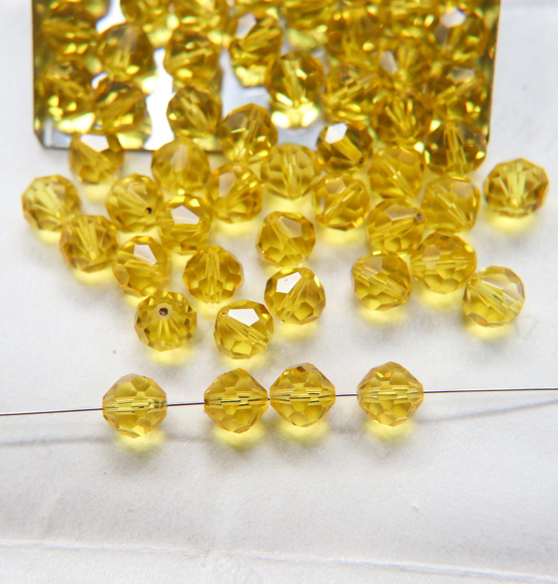 8mm Vintage Swarovski crystal beads, Light Topaz clear faceted article 5309 6/12/36/72/144 Pieces PREMIUM MATERIALS