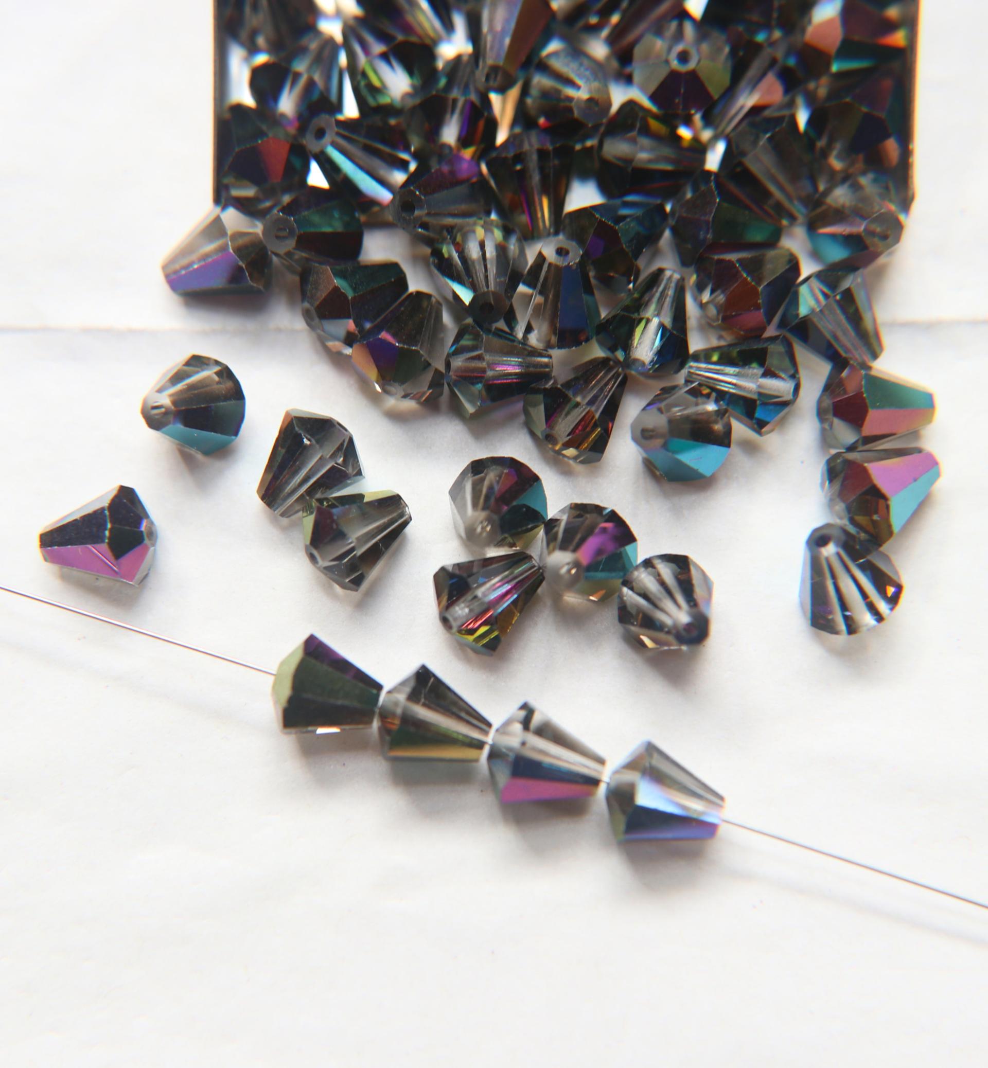 5400 Vintage 7x8 mm Swarovski crystal bead cone shape (4 Colours) Swarovski Elements 2/6/12/36 Pieces, jewelry making