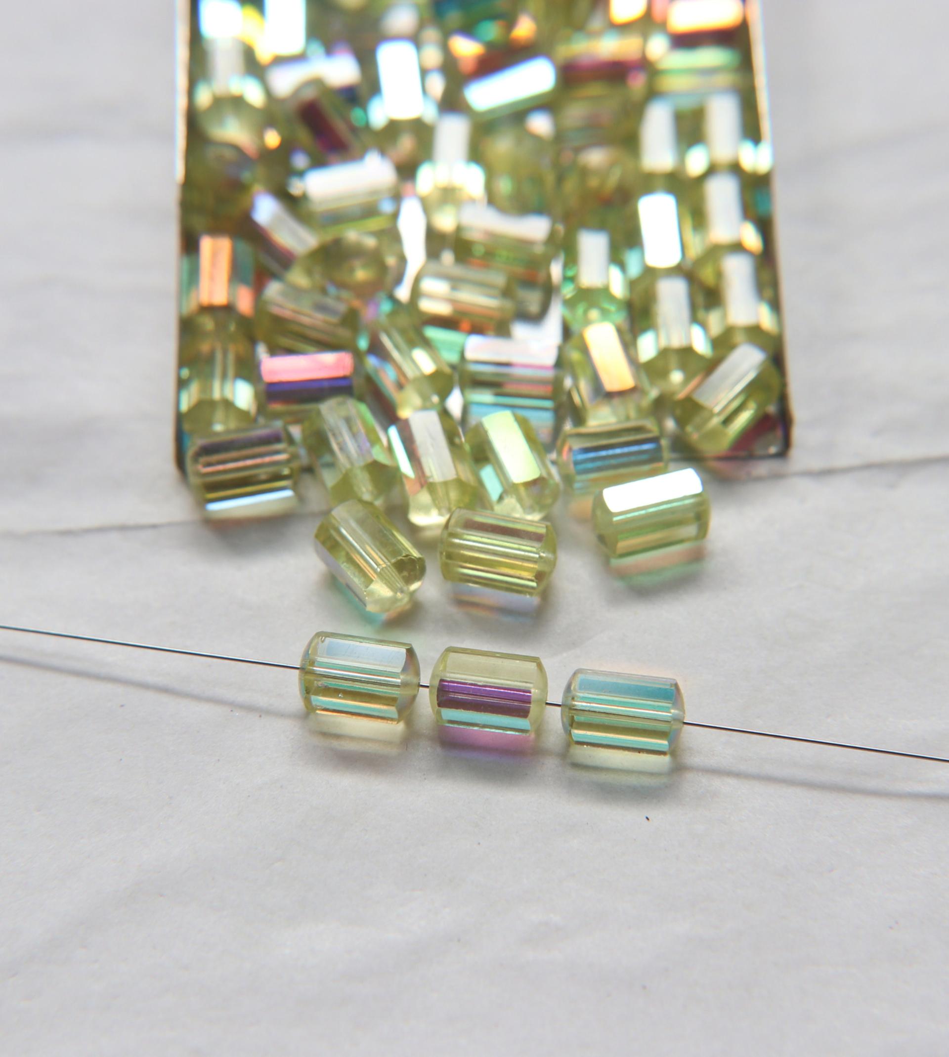 5230 - Swarovski vintage cylindrical crystal beads - Jonquil Aurora Boreale mm 9x6 Swarovski Elements 6/12/36 Pieces, vintage findings