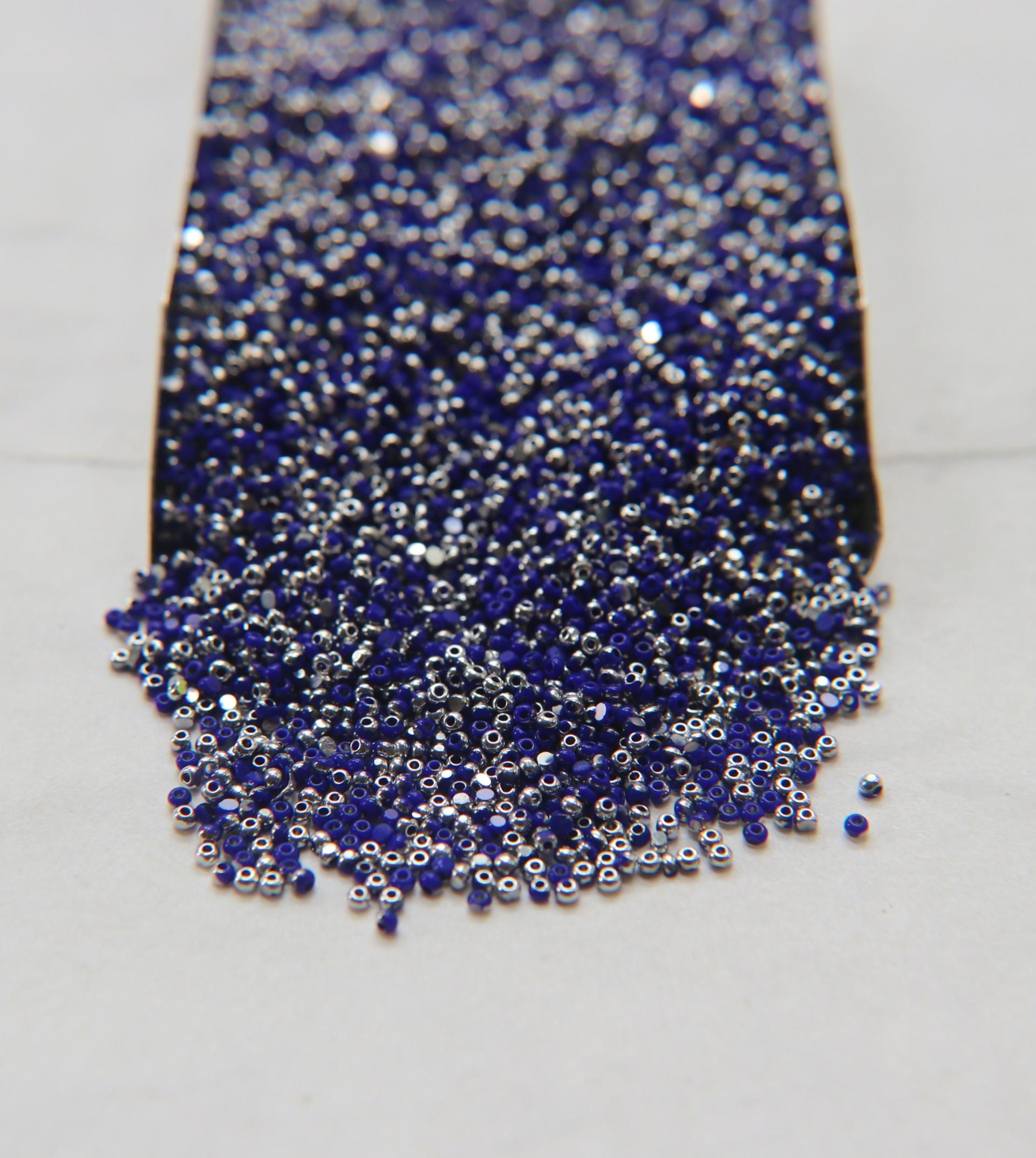 13/0 Charlotte Cut Beads Patina Opaque Medium Blue Silver 5/10/20/50/250/500 Grams craft supplies, jewelry making, embroidery materials