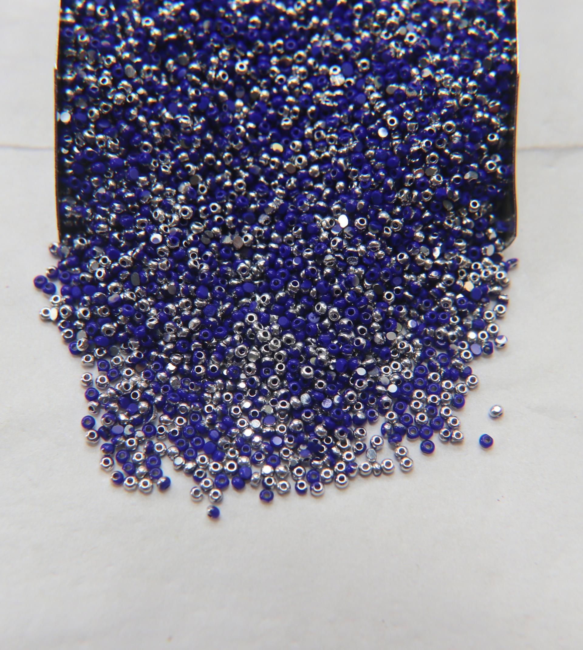 13/0 Charlotte Cut Beads Patina Opaque Medium Blue Silver 5/10/20/50/250/500 Grams craft supplies, jewelry making, embroidery materials