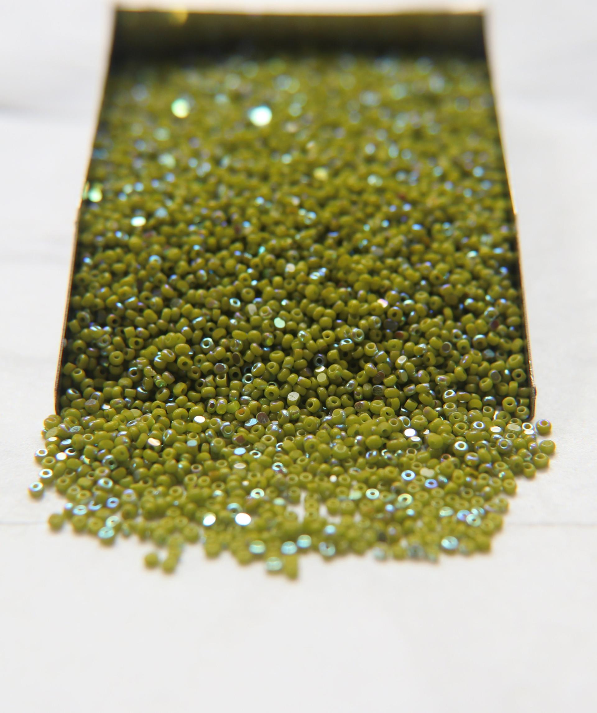 13/0 Charlotte Cut Beads Patina Opaque Olivine Aurore Boreale 5/10/20/50/250/500 Grams craft supplies, jewelry making, embroidery materials