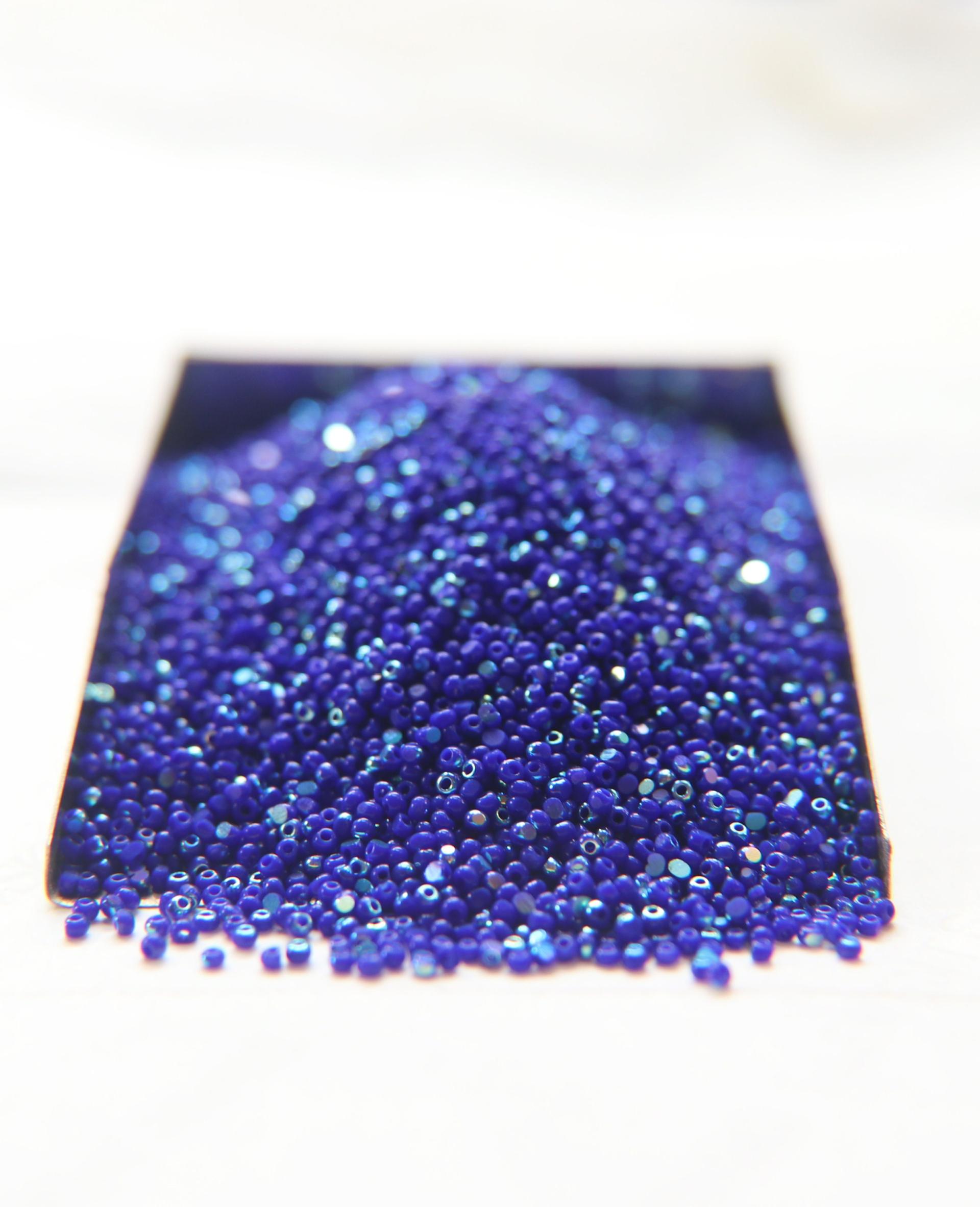 13/0 Charlotte Cut Beads Patina Opaque Medium Blue Aurore Boreale 5/10/20/50/250/500 Grams craft supplies, jewelry making, native supply