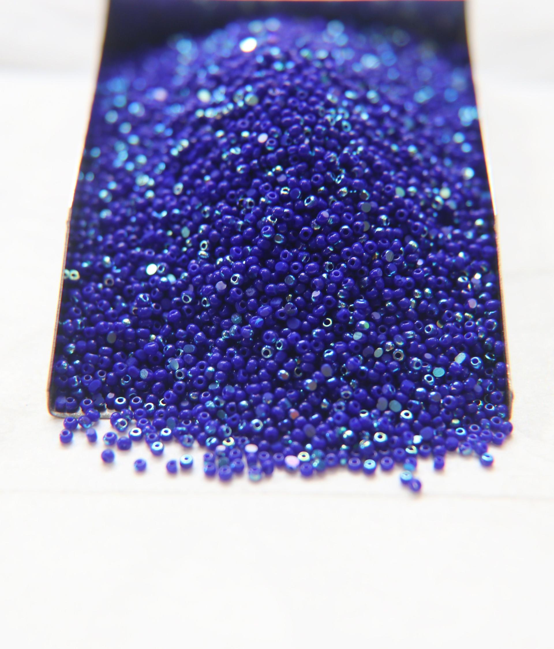13/0 Charlotte Cut Beads Patina Opaque Medium Blue Aurore Boreale 5/10/20/50/250/500 Grams craft supplies, jewelry making, native supply