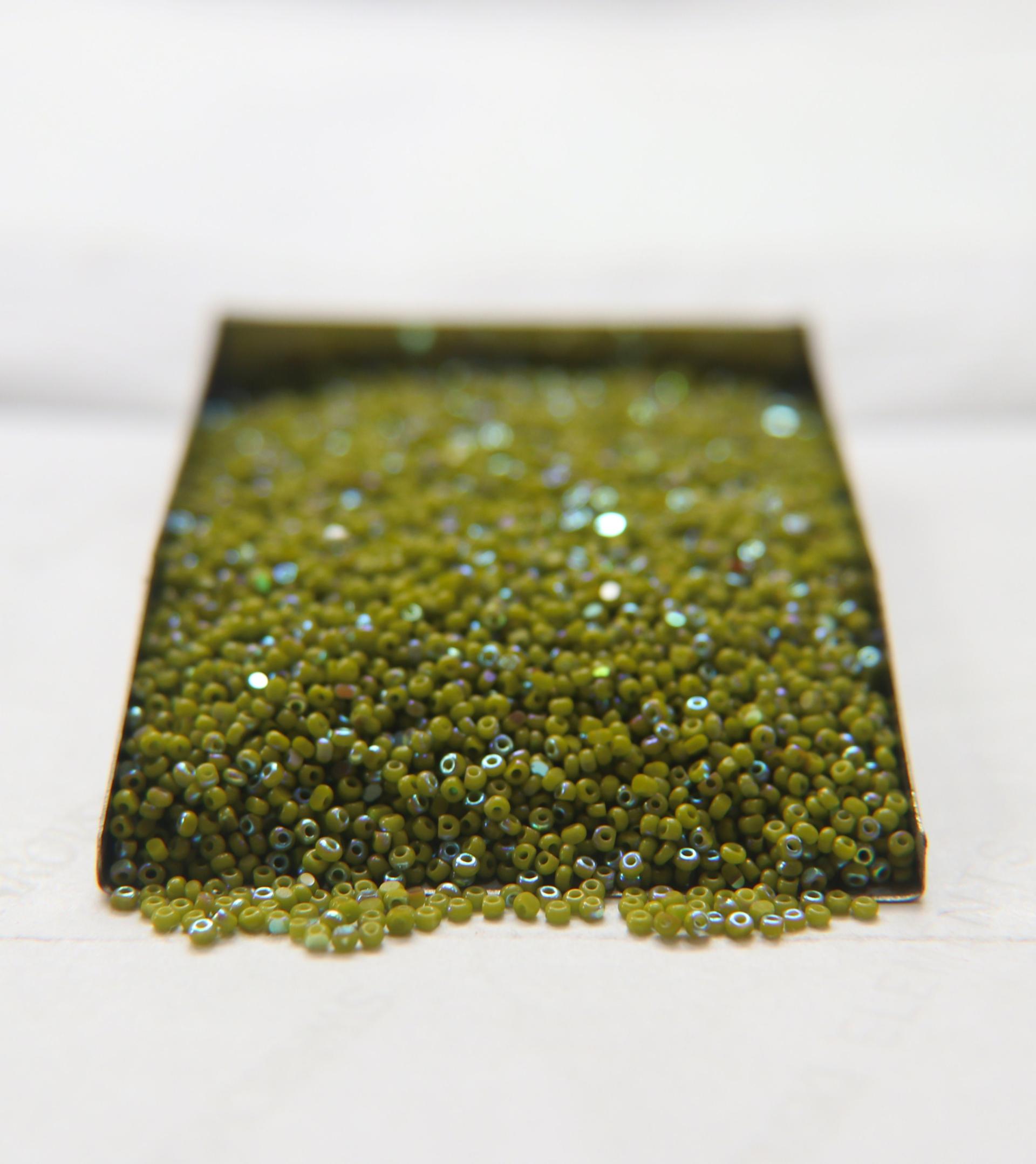 13/0 Charlotte Cut Beads Patina Opaque Olivine Aurore Boreale 5/10/20/50/250/500 Grams craft supplies, jewelry making, embroidery materials