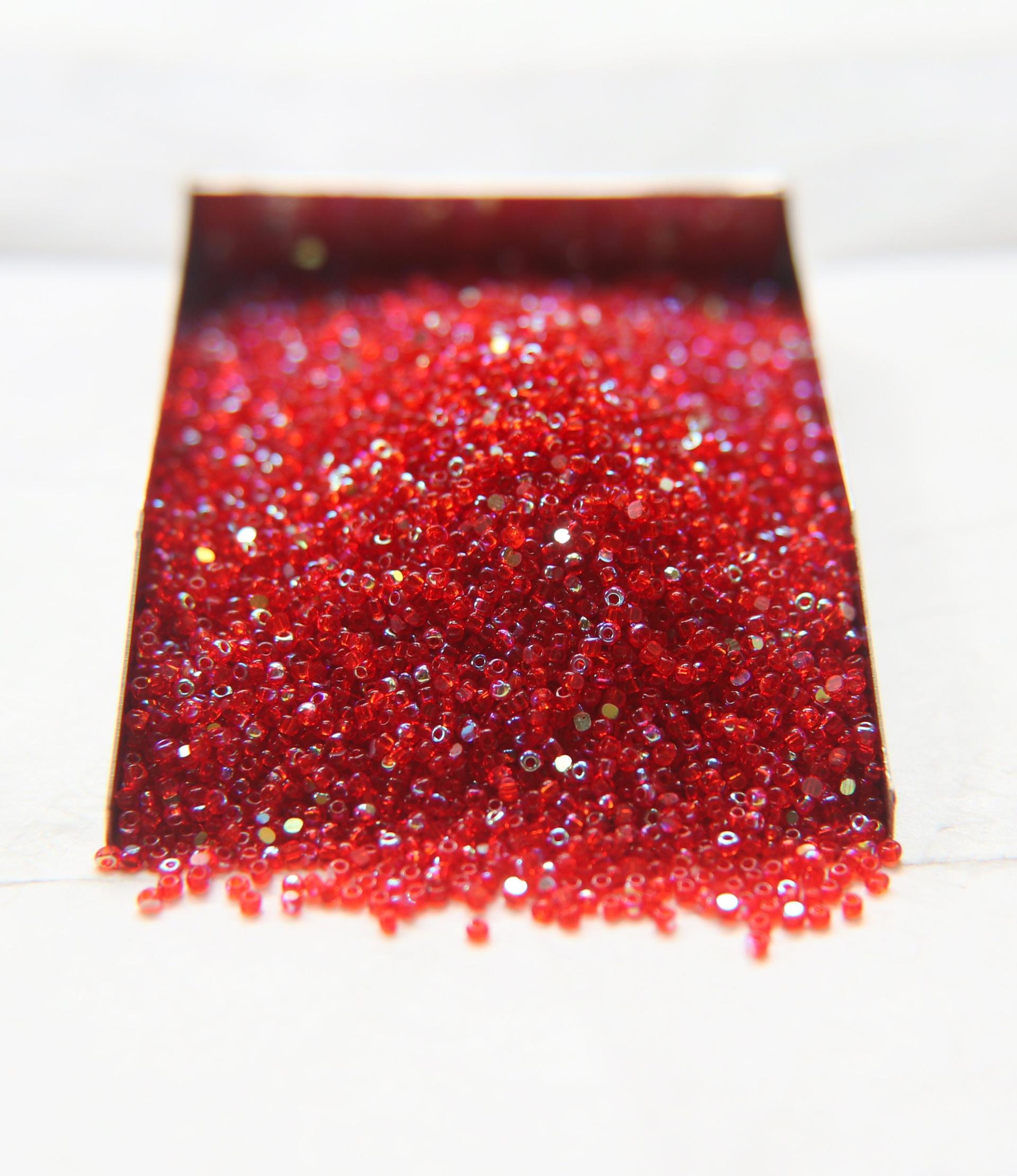 13/0 Charlotte Cut Beads Patina Light Red Transparent Aurore Boreale 5/10/20/50/250/500 Grams craft supplies, jewelry making
