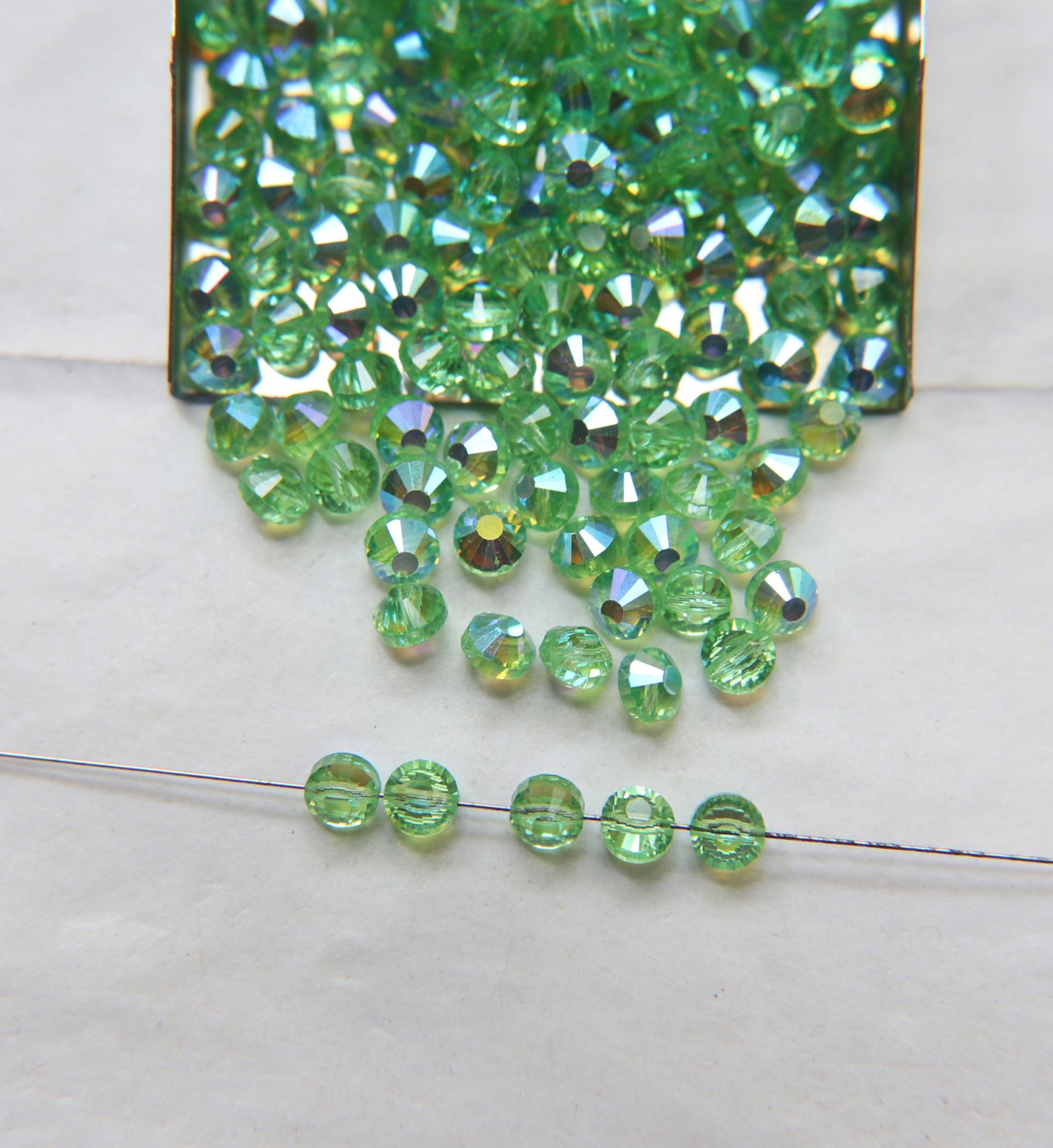 5mm Swarovski 5100 vintage round and slightly flattened crystal beads Peridot Aurore Boreale 6/12/36/172/44/288 Pieces Vintage beads