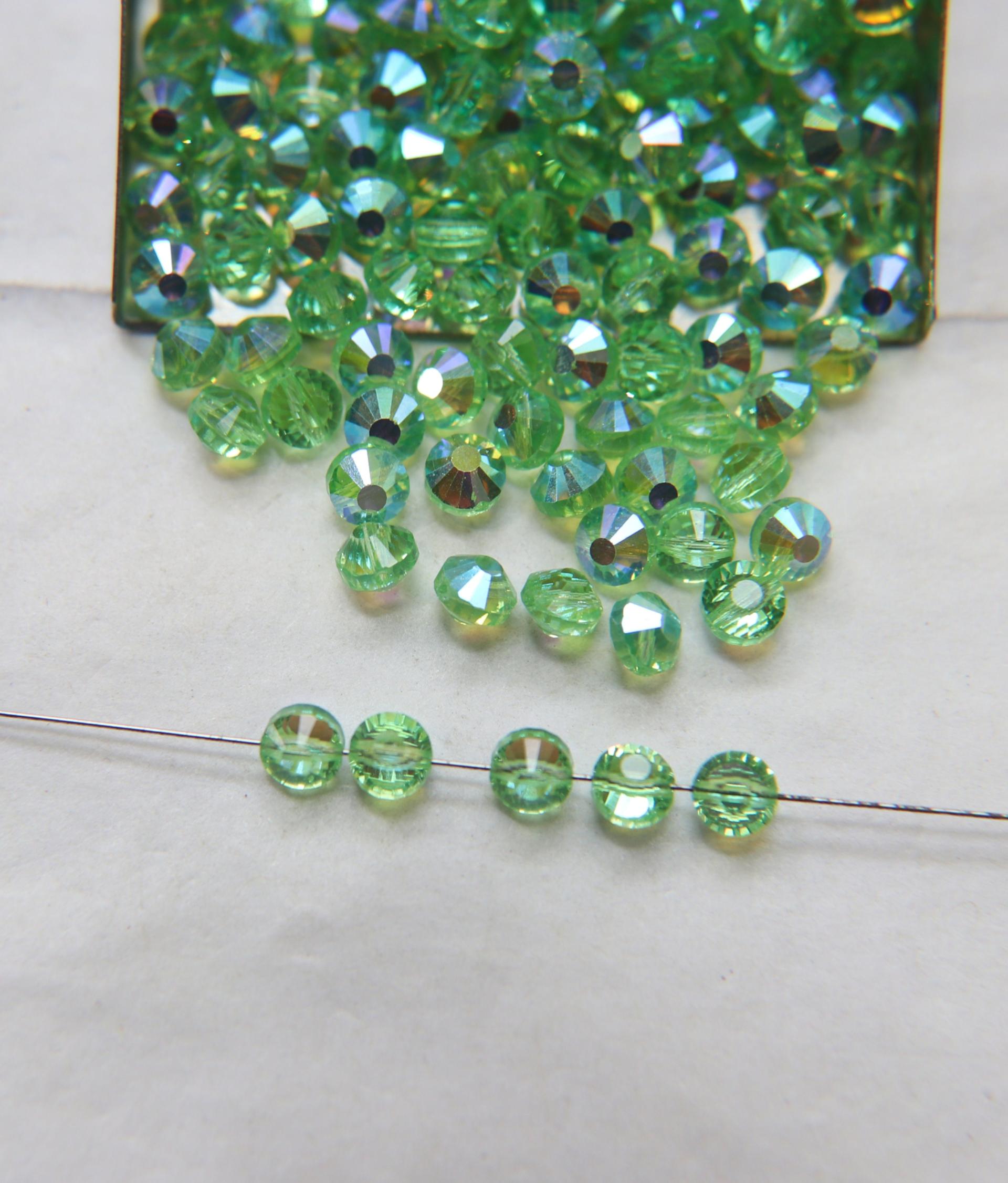 5mm Swarovski 5100 vintage round and slightly flattened crystal beads Peridot Aurore Boreale 6/12/36/172/44/288 Pieces Vintage beads