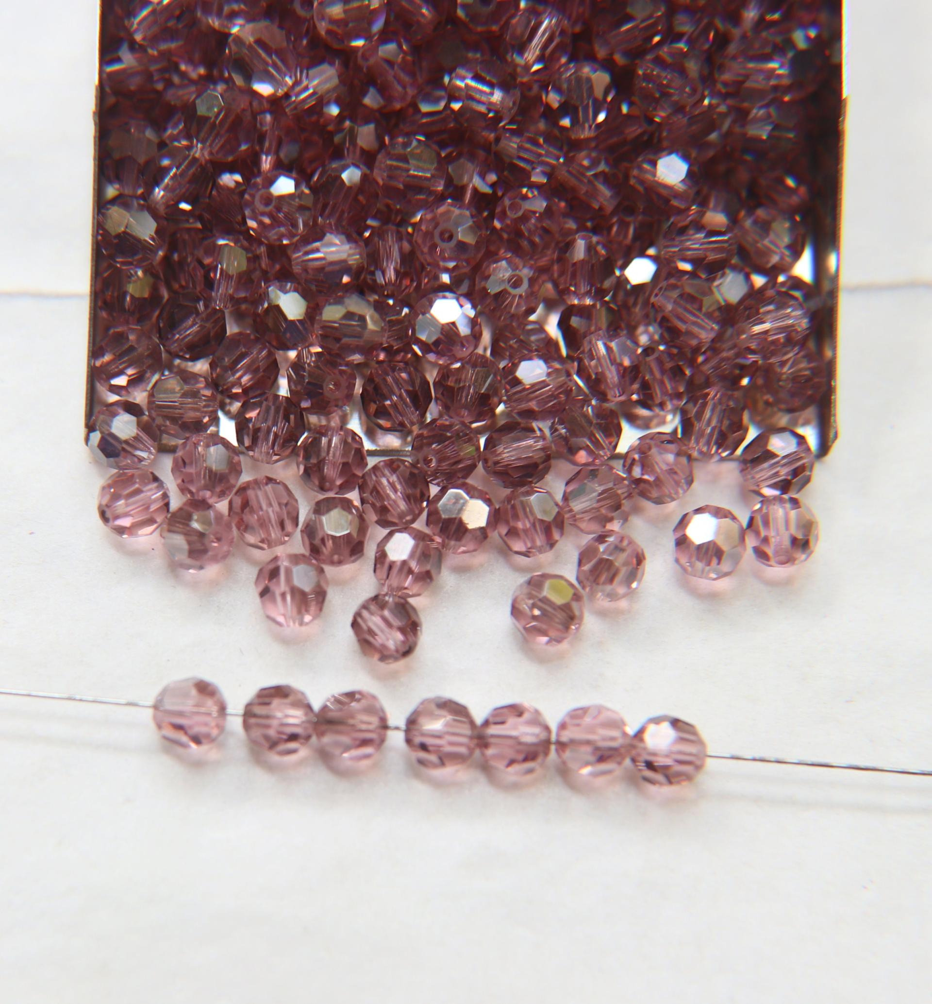 5mm Swarovski Elements Article 5000 Light Rose Satin Faceted Round Beads 6/12/36/172/44/288/720 Pieces