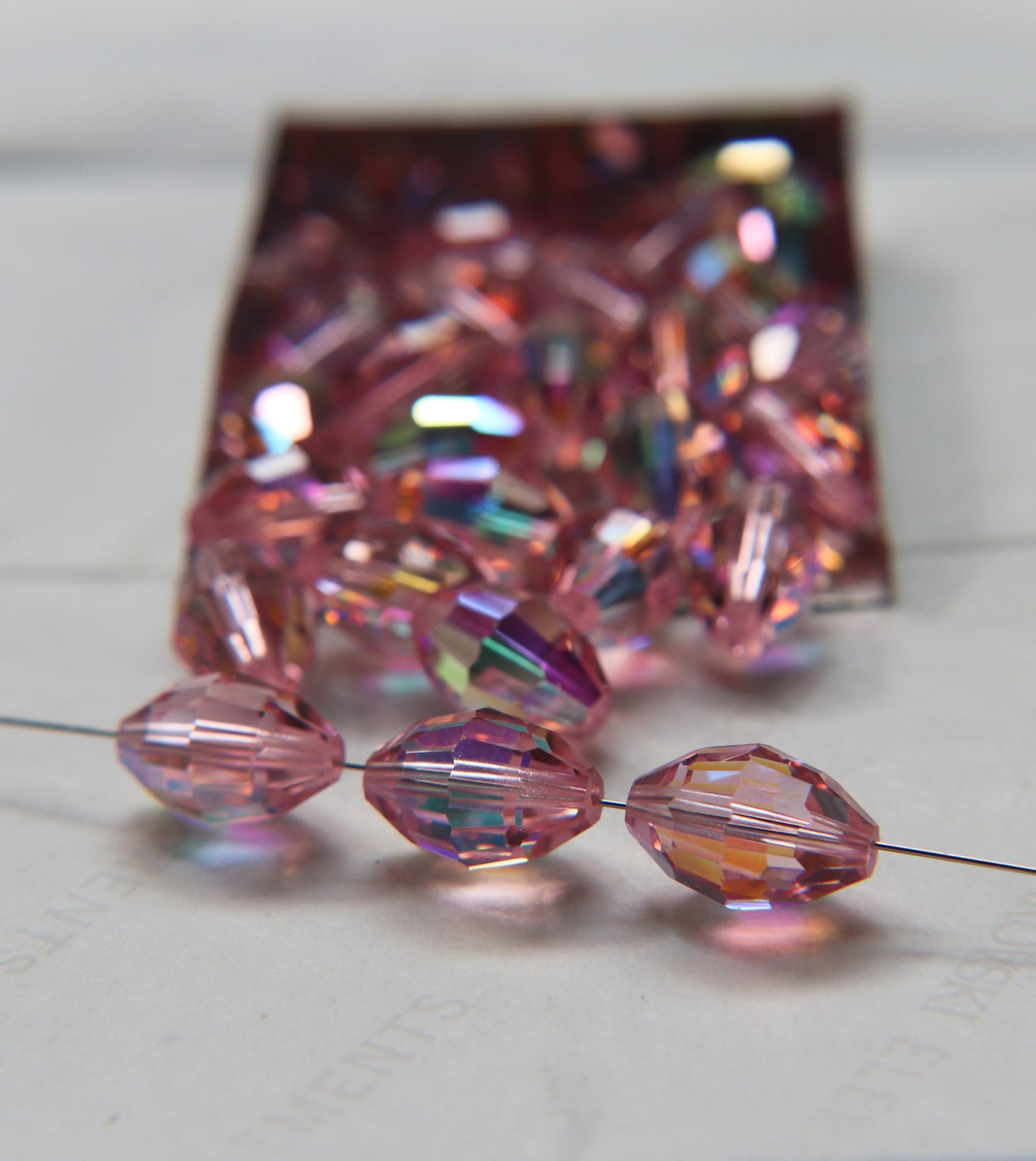 5200 Vintage 15x10 mm Swarovski crystal bead oval shape Light Rose Aurora Boreale 2/12/36 Pieces, fancy beads decorations, wedding