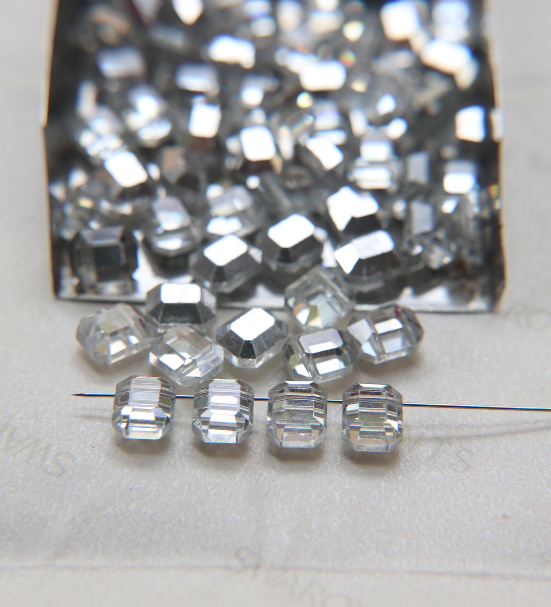 6x8mm 5105 - rare rectangular Crystal Comet Argent Swarovski crystal bead 6/24/72/144/288 Pieces vintage findings, Premium Materials