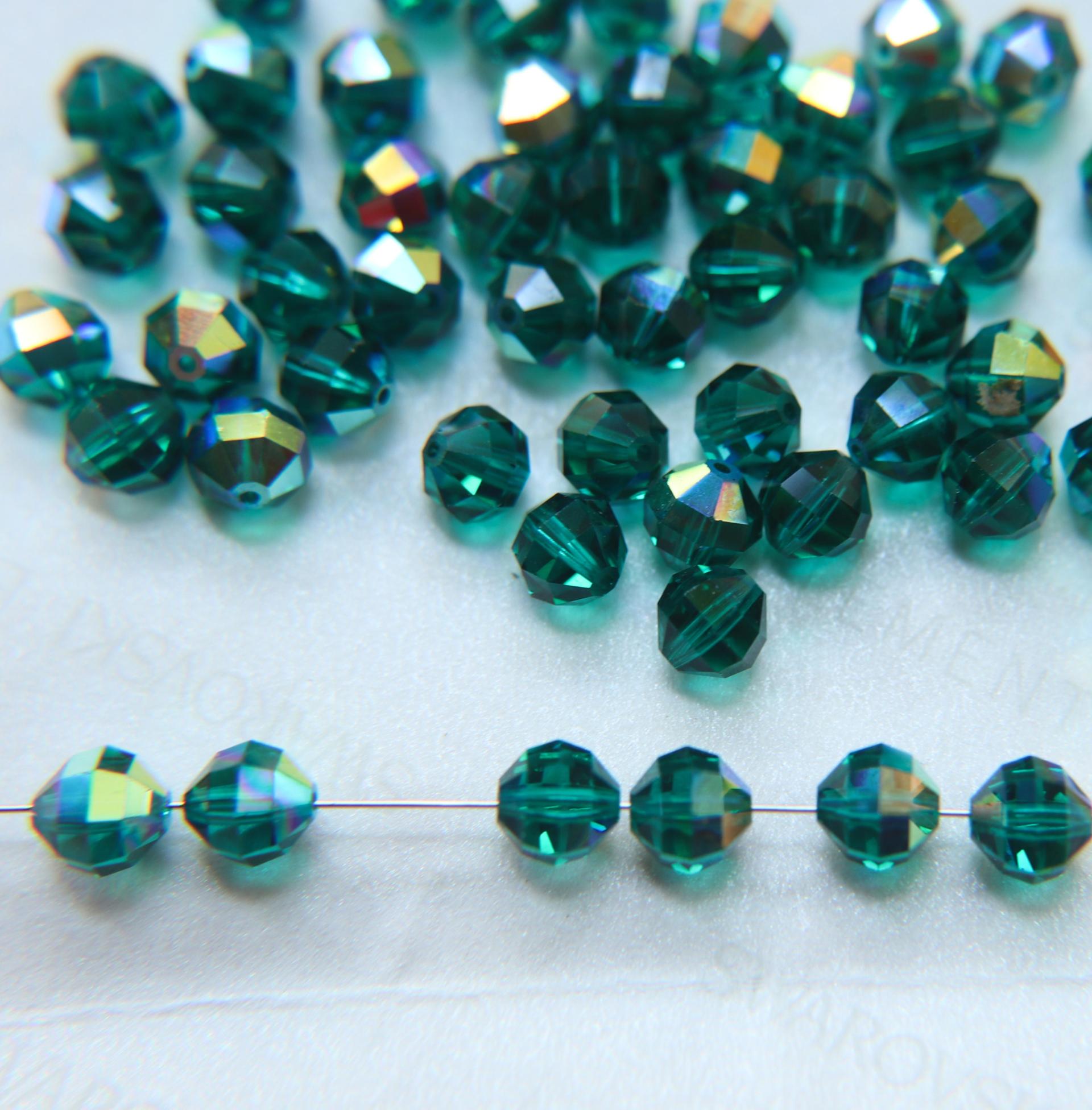 5004 Swarovski 7mm crystal bead round geometric cut in Emerald Aurore Boreale 2/6/12/36 Pieces (4 Colours) jewelry making beads