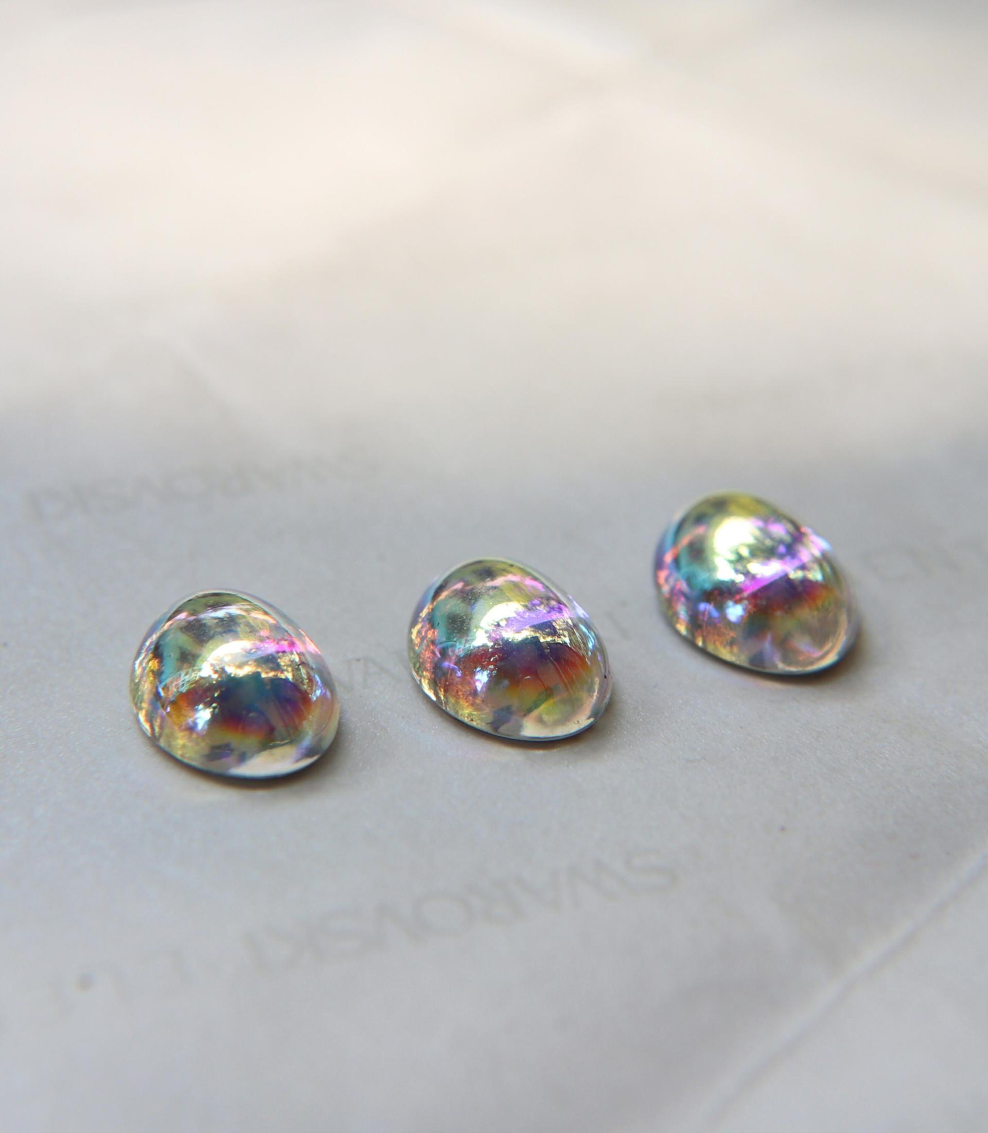 Swarovski 16x11 mm Vintage Crystal Aurore Boreale Flat Back Oval Cabochon Cabs in Crystal foiled 2/6 Pieces
