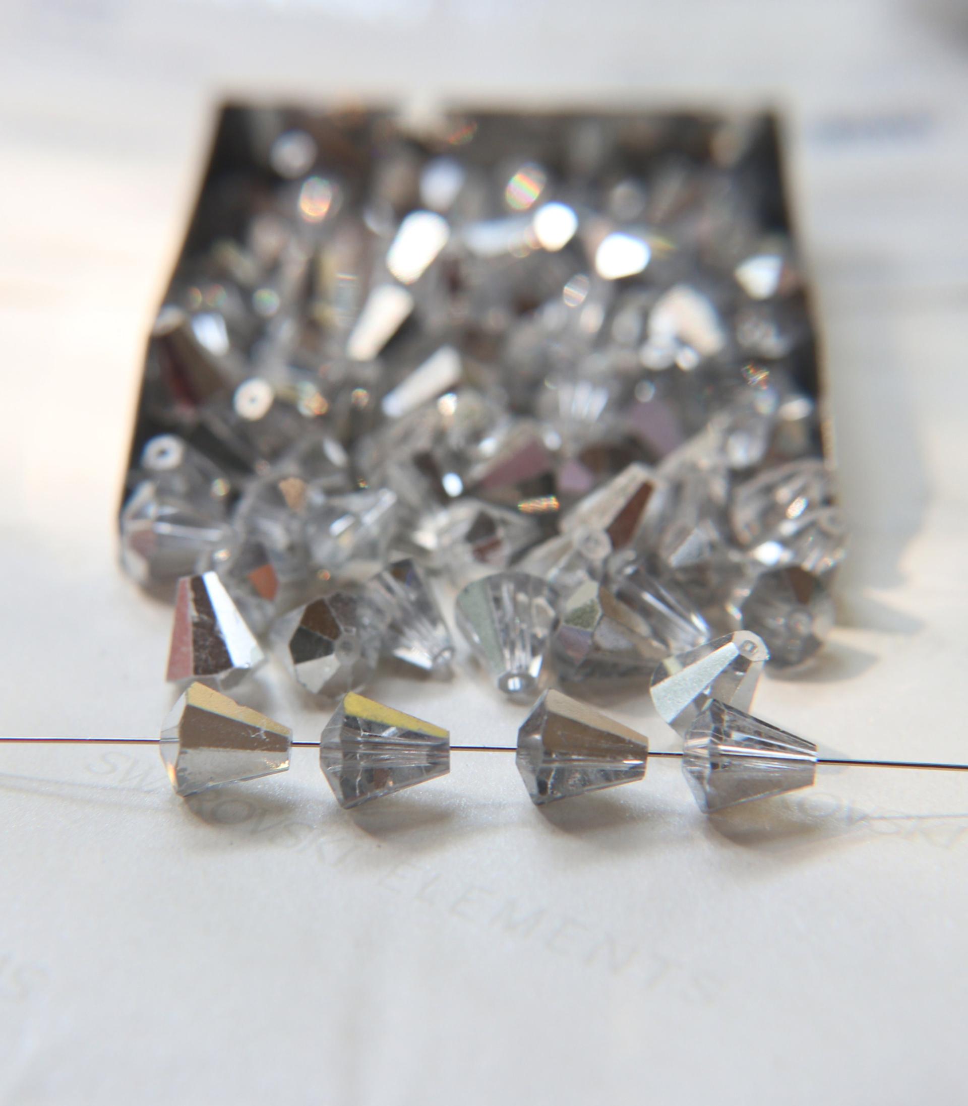 5400 Vintage 9x8 mm Swarovski crystal bead cone shape Crystal Comet Argent Swarovski Elements 6/12/36 Pieces, jewelry making