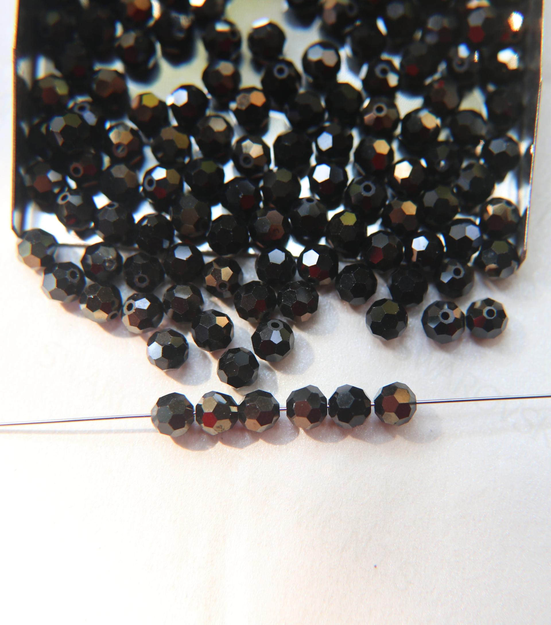 5mm Vintage Swarovski Elements Article 5000 Jet Nut Faceted Round Beads 6/12/36/172/44/288/720 Pieces