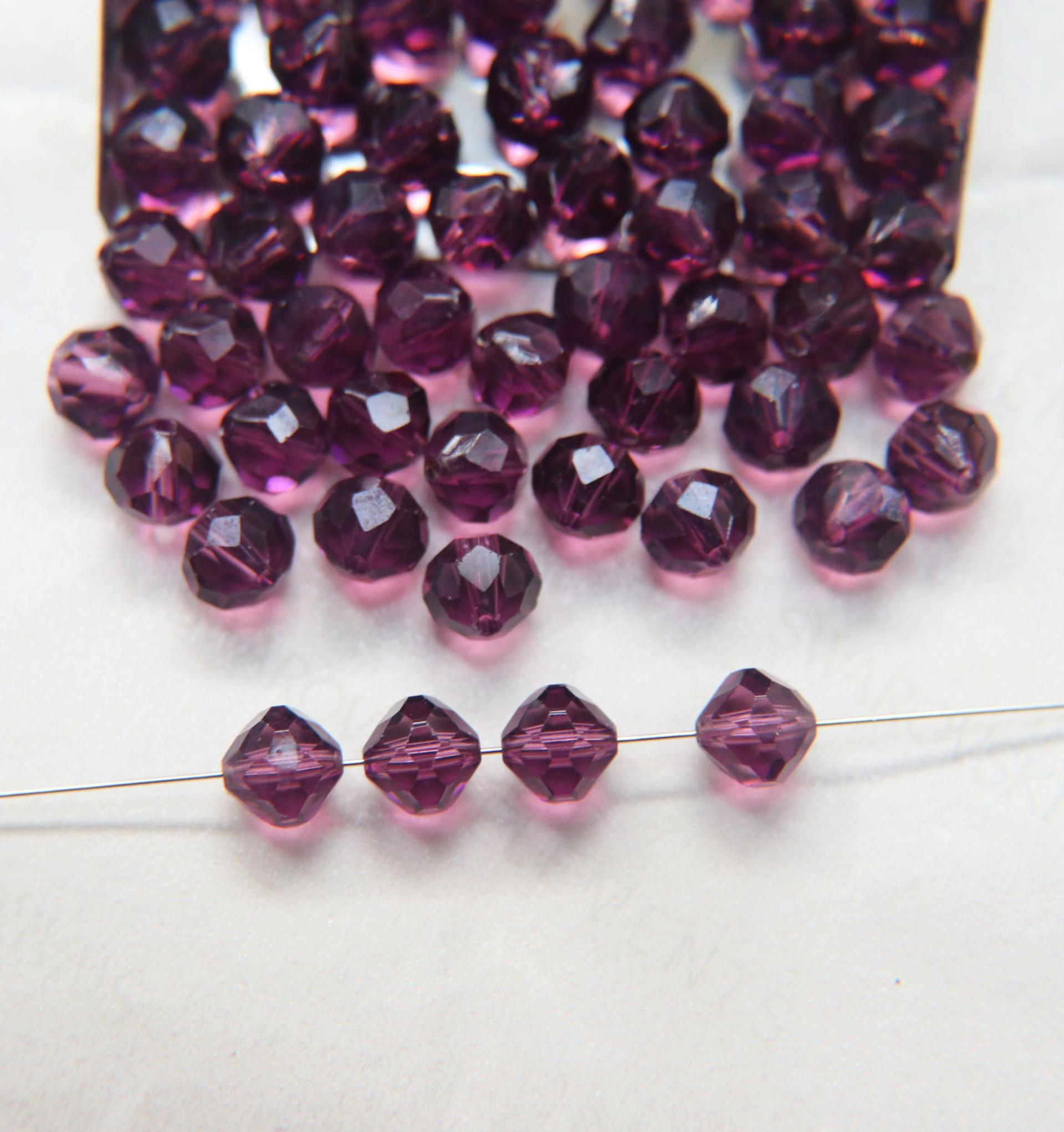 8mm Vintage Swarovski crystal beads, Amethyst clear faceted article 5309 6/12/36/72/144 Pieces PREMIUM MATERIALS