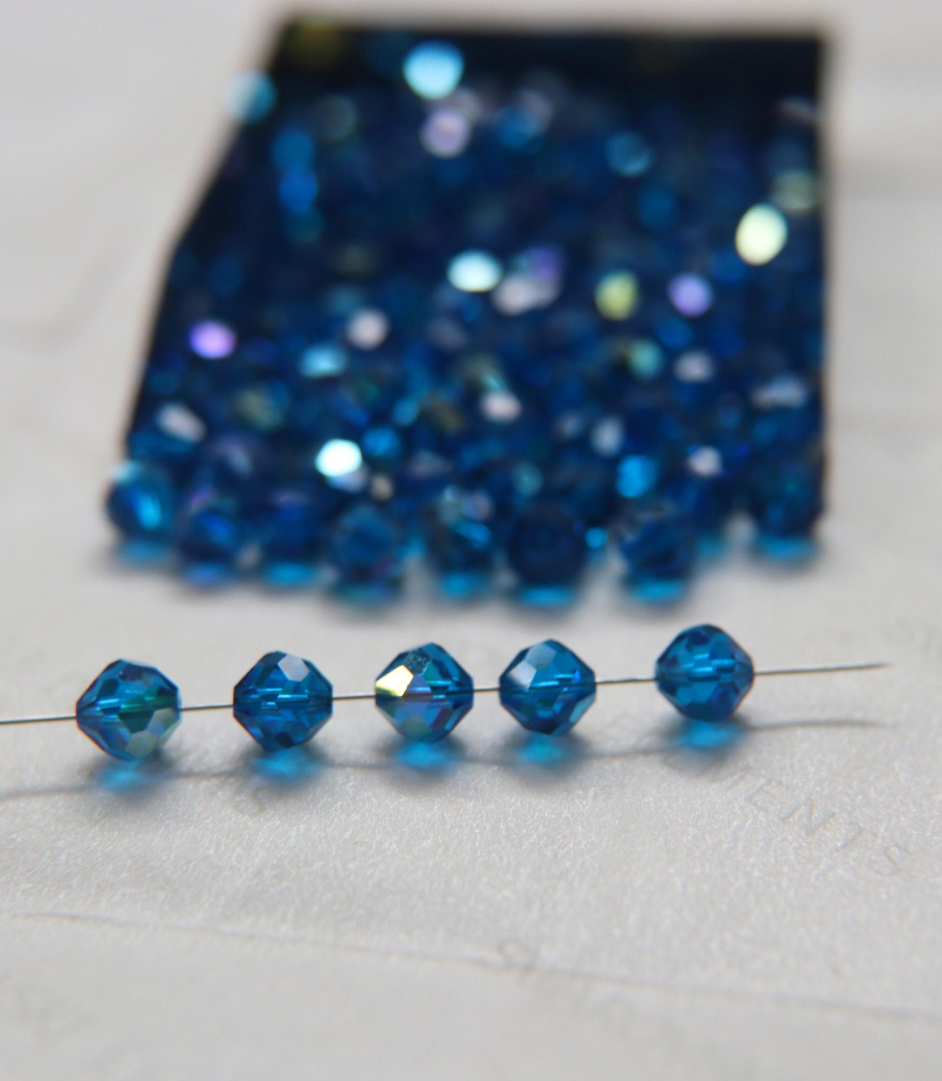 7mm Vintage Swarovski crystal beads, Capri Blue AB faceted article 5309 2/6/12/36/72/144 Pieces PREMIUM MATERIALS