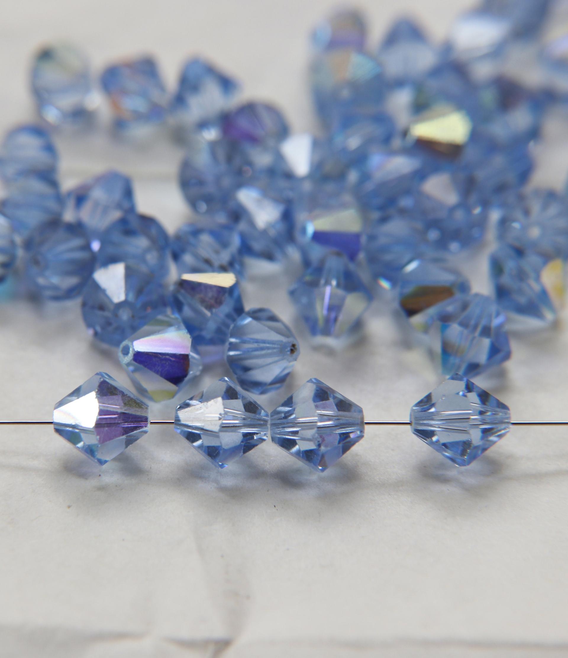 10MM Light Sapphire AB (211) Vintage Swarovski Bicone Beads 12/36/72/144/288 Pieces Haute couture embellishments, premium beads, vintage