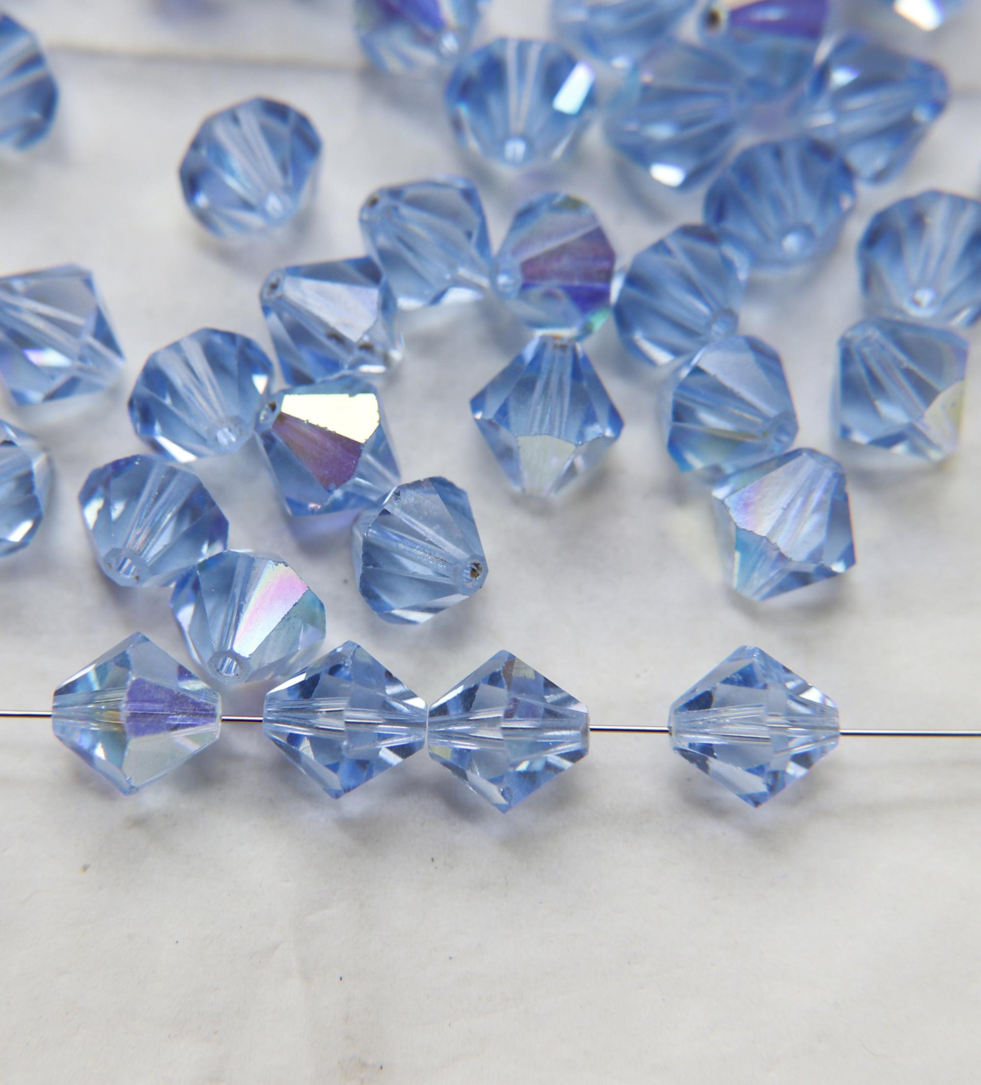10MM Light Sapphire AB (211) Vintage Swarovski Bicone Beads 12/36/72/144/288 Pieces Haute couture embellishments, premium beads, vintage