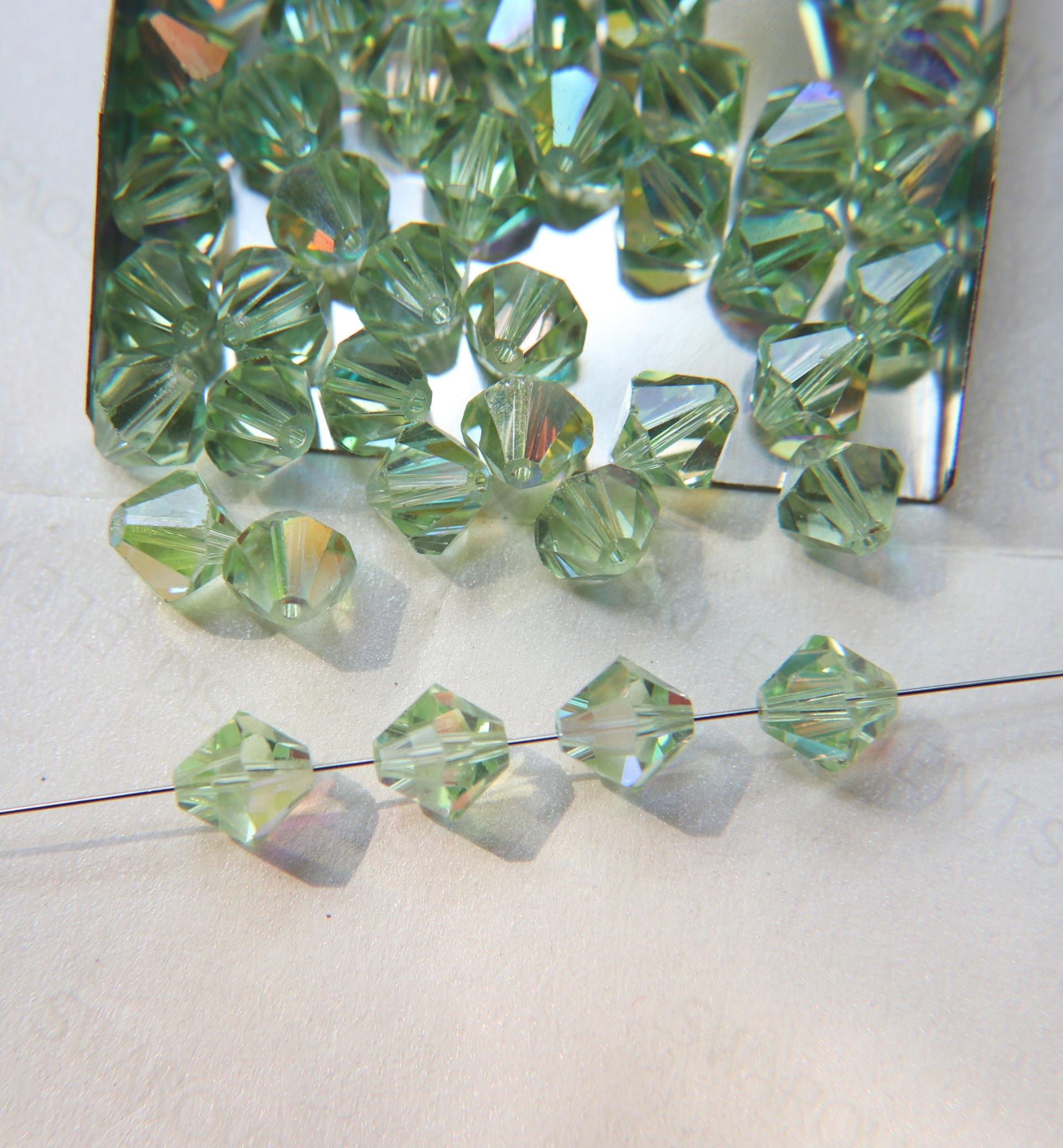 8MM Chrysolite Aurore Boreale Vintage Swarovski Bicone Beads 6/24/72/144 Pieces Haute couture embellishments, premium beads, vintage