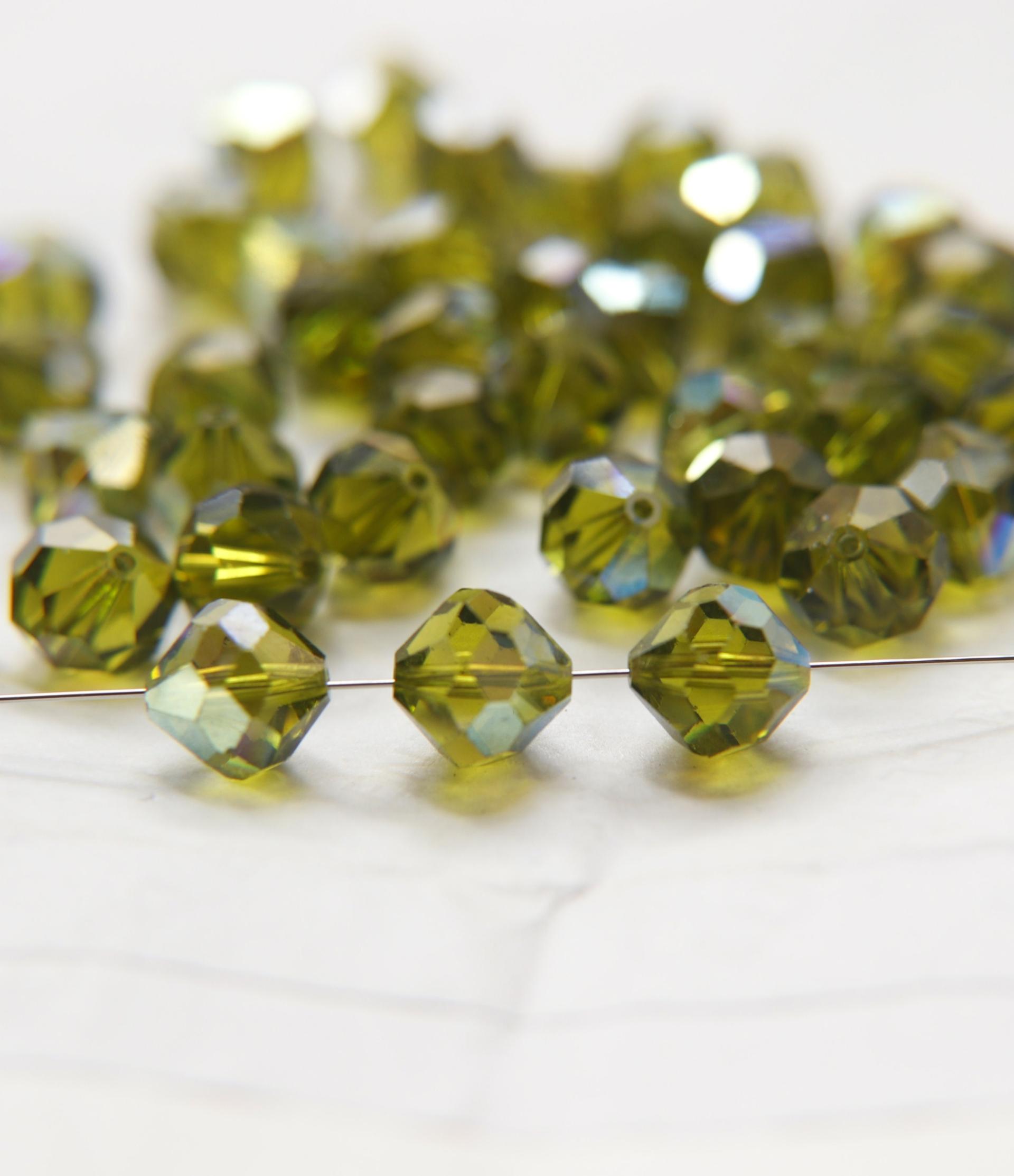 10mm Vintage Swarovski crystal beads, Olivine AB Vintage faceted article 5309, 2/6/12/36/72/144 Pieces Vintage findings