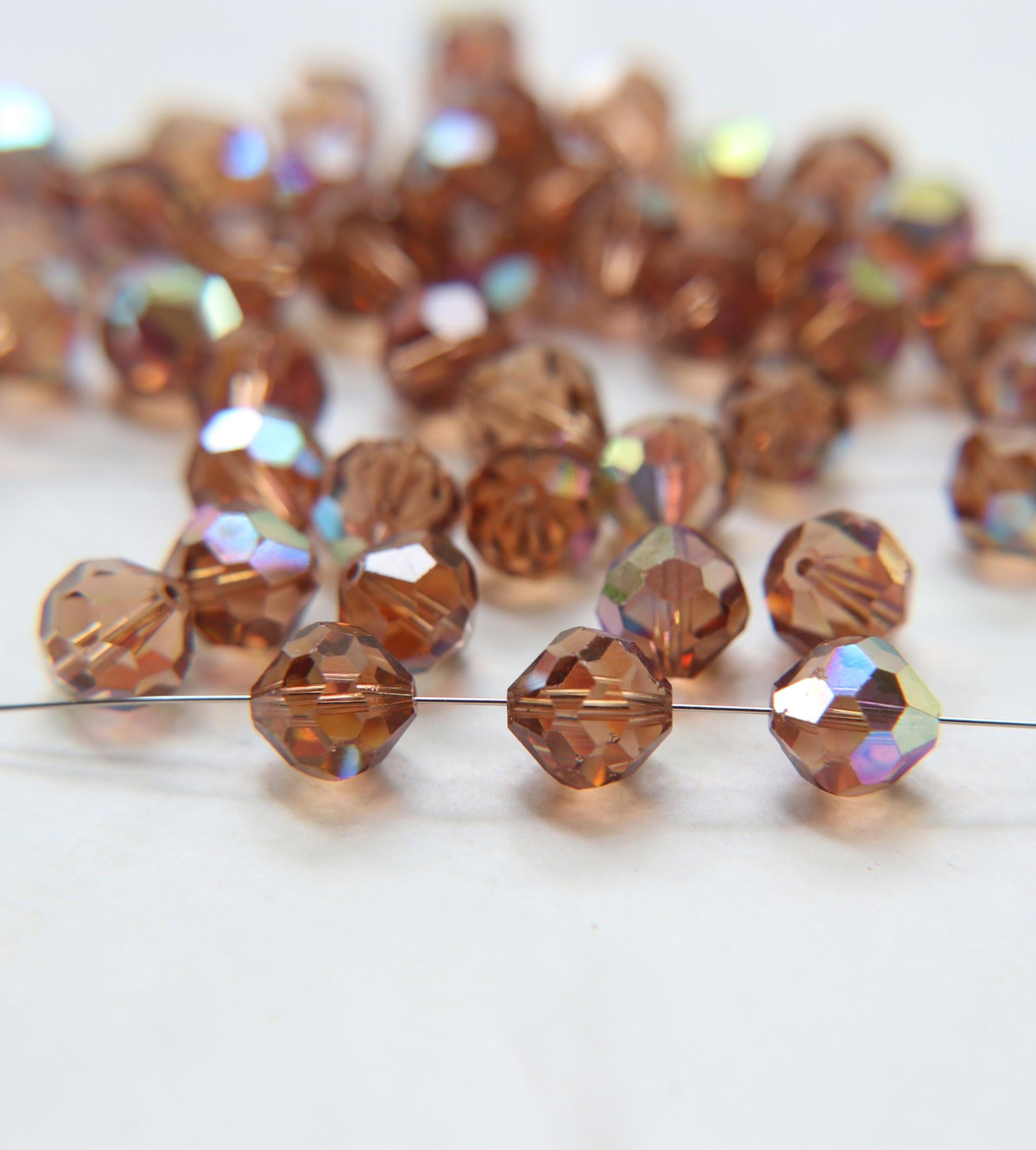 10mm Vintage Swarovski crystal beads, Light Smoked Topaz AB Vintage faceted article 5309, 2/6/12/36/72/144 Pieces Vintage findings