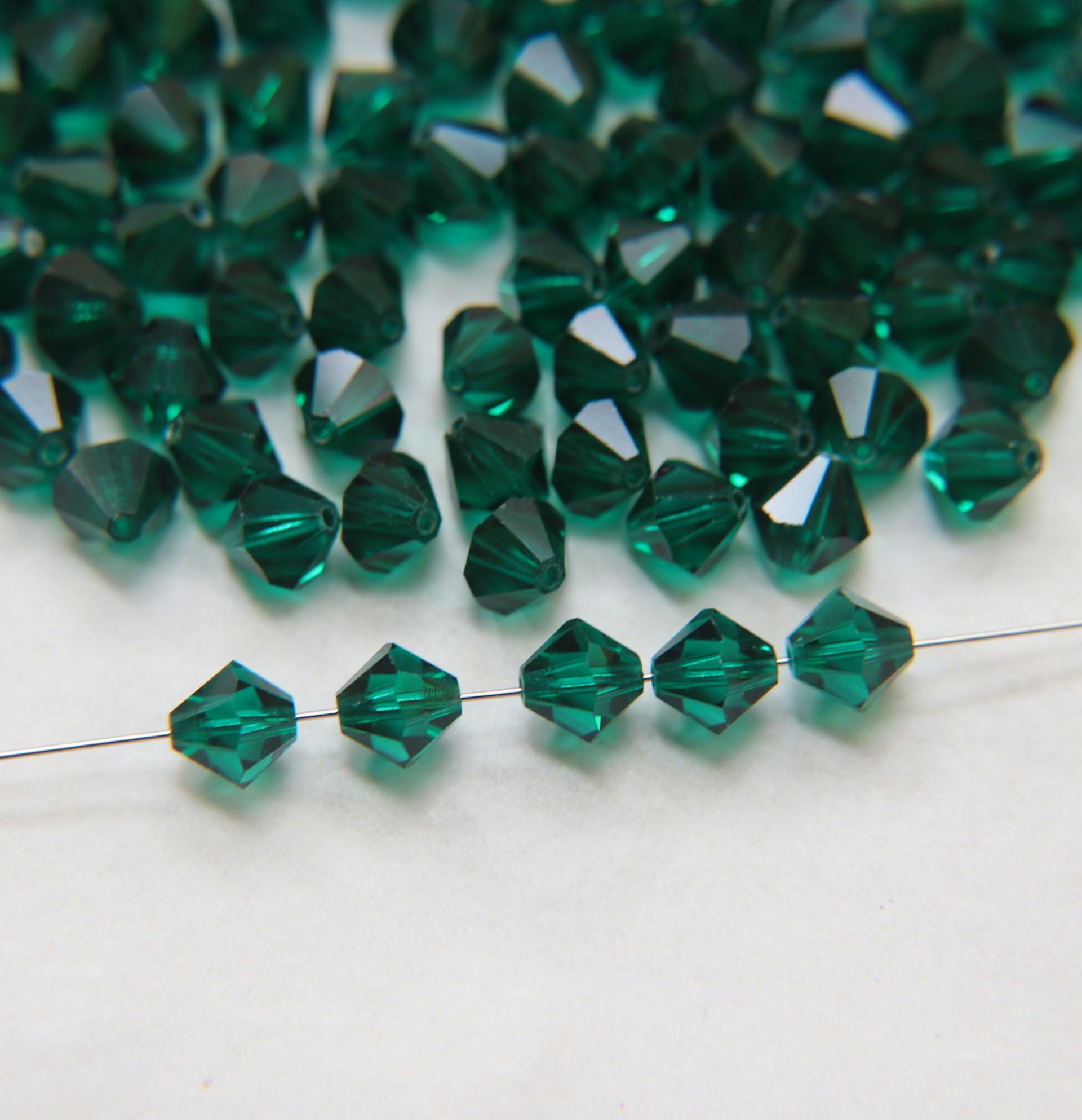 7mm Emerald  Bicone beads Cuts 12/36/72/144/288 Pieces (205) Premium Materials