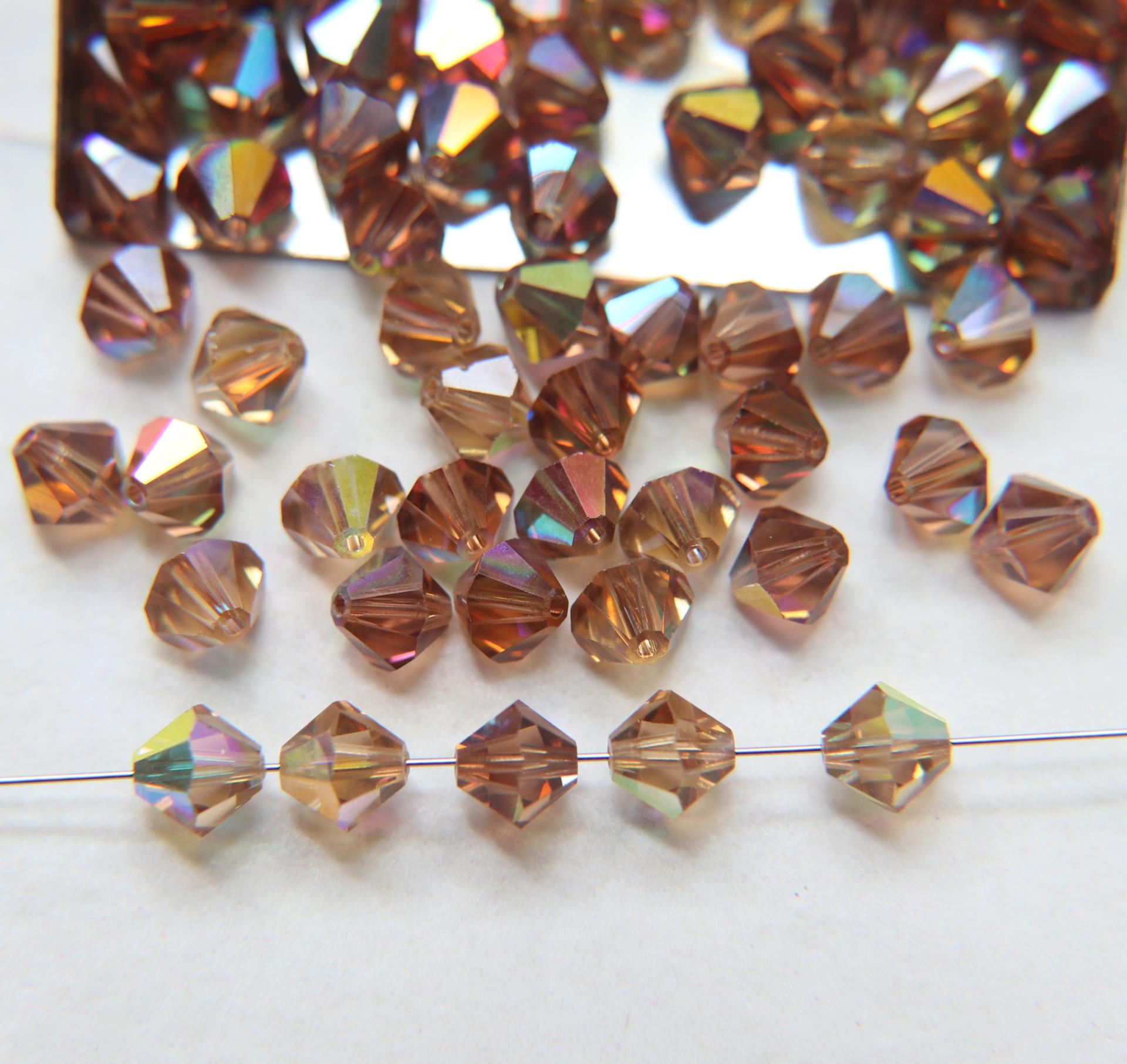 7mm Vintage Swarovski Light & Smoked Topaz Mix AB Bicone beads Cuts 12/36/72/144/288 Pieces (226) Premium Materials