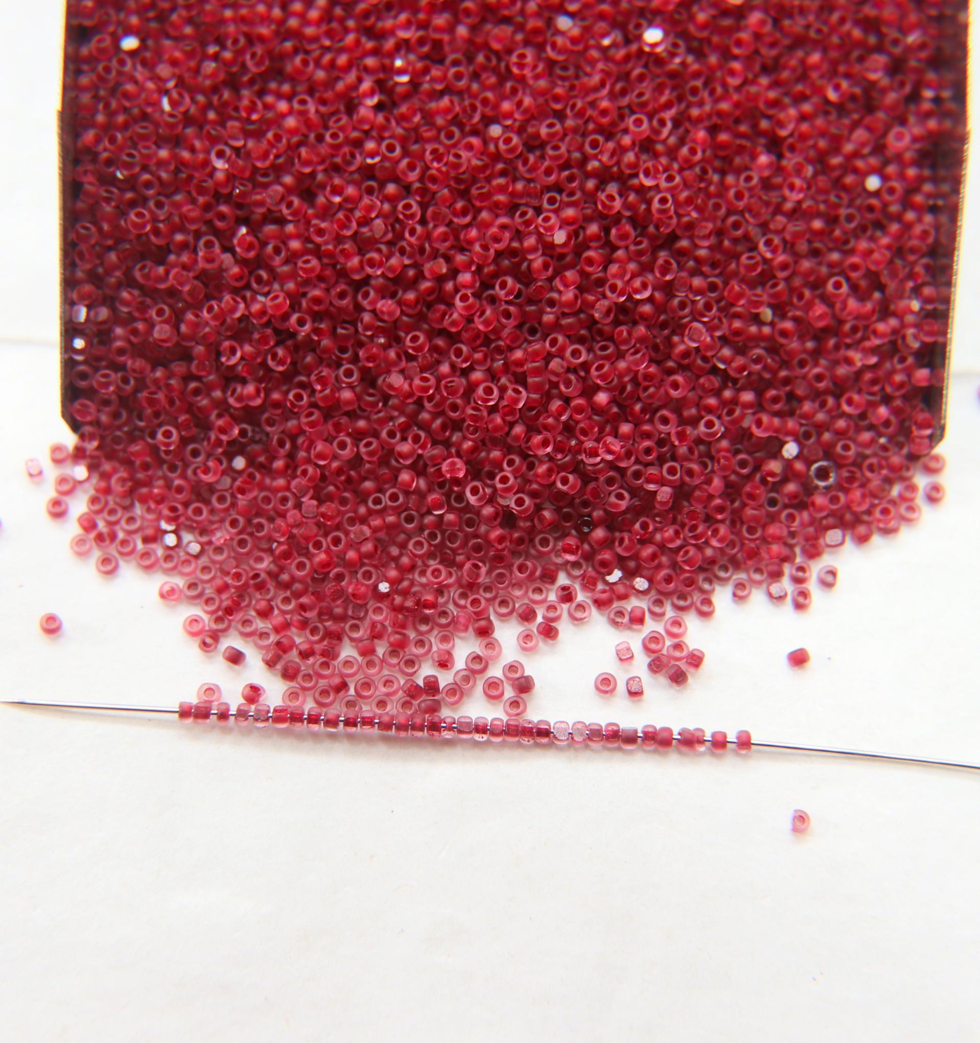 13/0 Charlotte Cut Beads Crystal Matt Ruby Lined 5/10/20/50/250/500 Grams embroidery materials, jewelry making, vintage beads