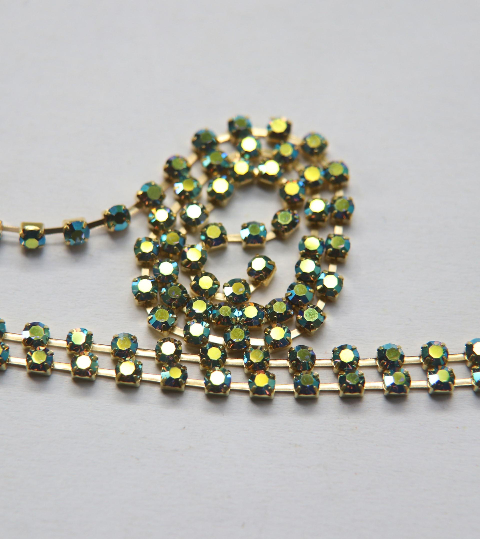 12SS Swarovski Vintage Rhinestone Chain in Black Diamond AB 3mm 0.5/1/2/5 Meters Wedding Bridal Supplies|Jewelry Making|Decoration, vintage