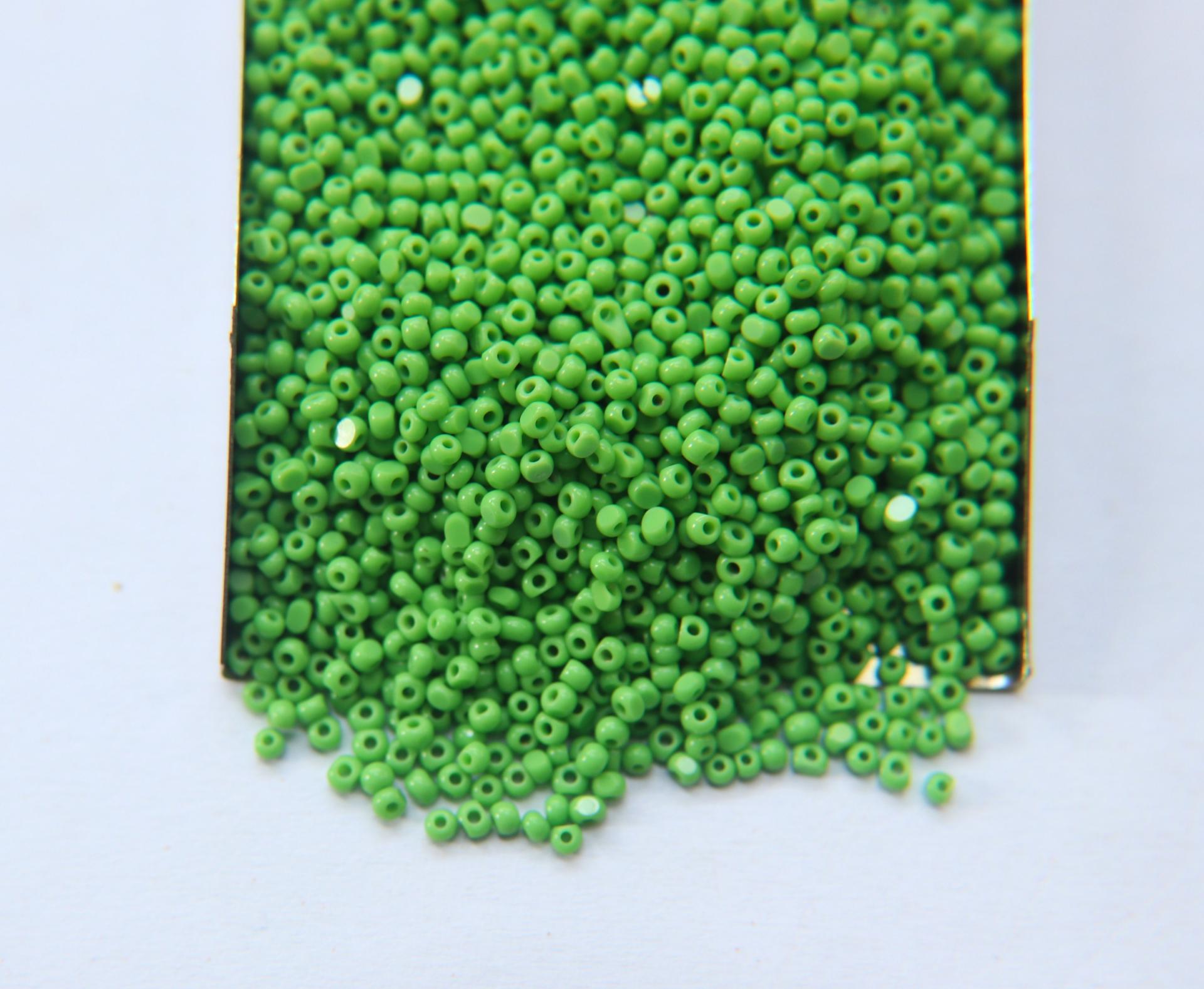 11/0 Charlotte Cut Beads Opaque Medium Green 10/20/50/250/500 Grams Native Supply, embroidery materials, jewelry making, vintage beads