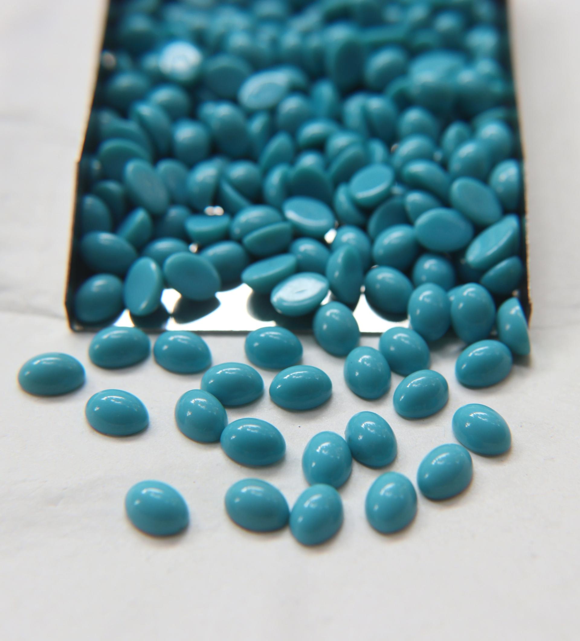 Swarovski 6x8 mm Vintage Flat Back Oval Cabochon Cabs in Turquoise unfoiled 18/36/72/144/360 Pieces