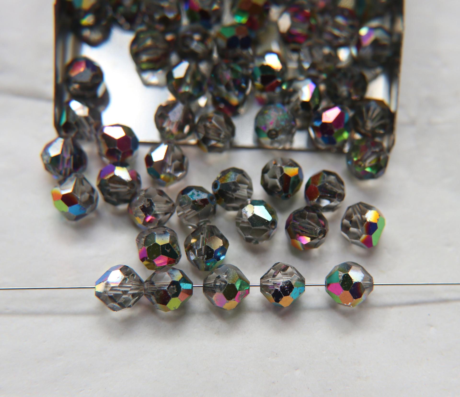 8mm Vintage Swarovski crystal beads, Crystal Vitrail Medium faceted article 5309 6/12/36/72/144 Pieces PREMIUM MATERIALS