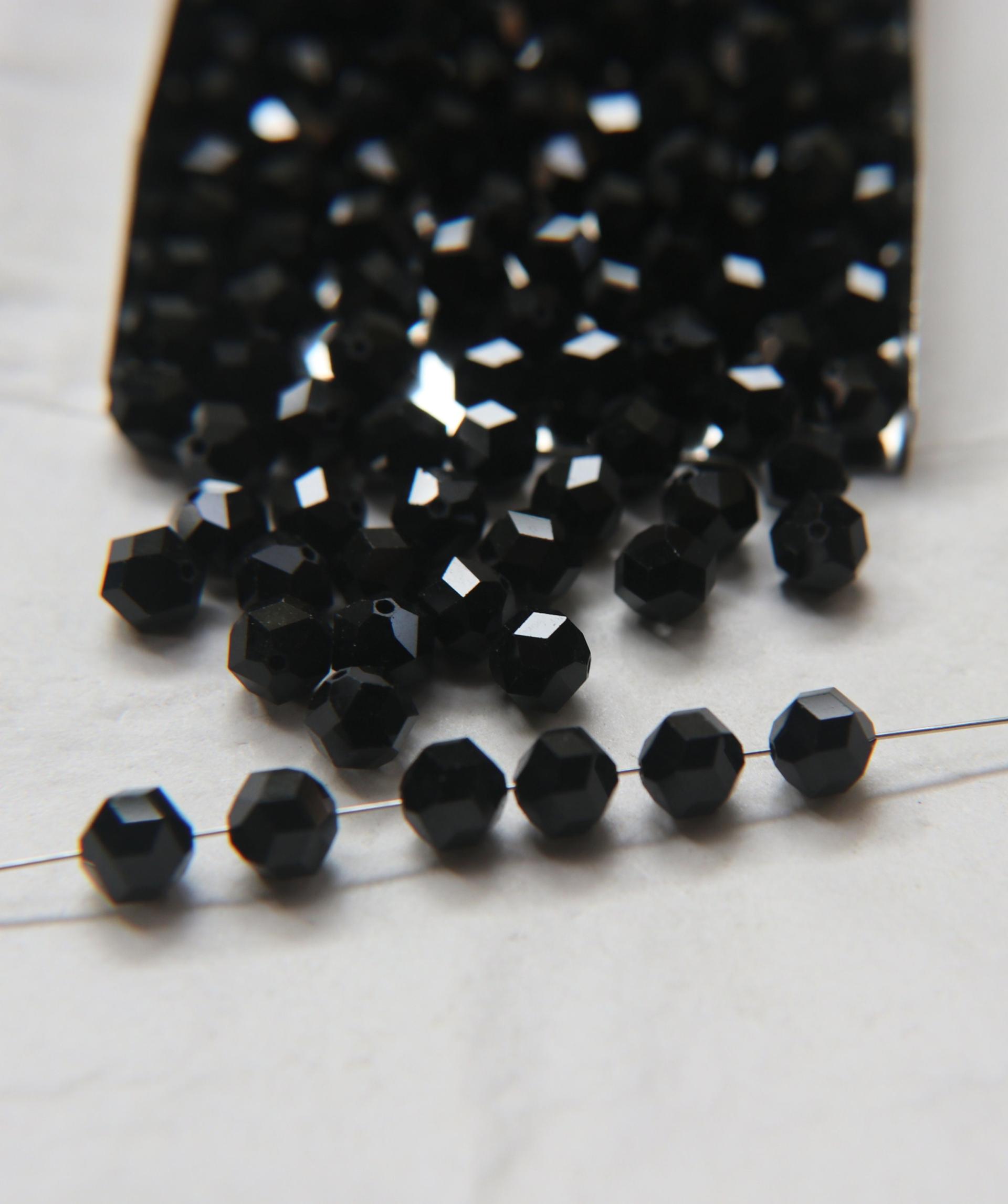 7mm Jet Vintage Swarovski rocky cut crystal beads - Art. 371/5007 2/6/12/36/72/144 Pieces PREMIUM MATERIALS