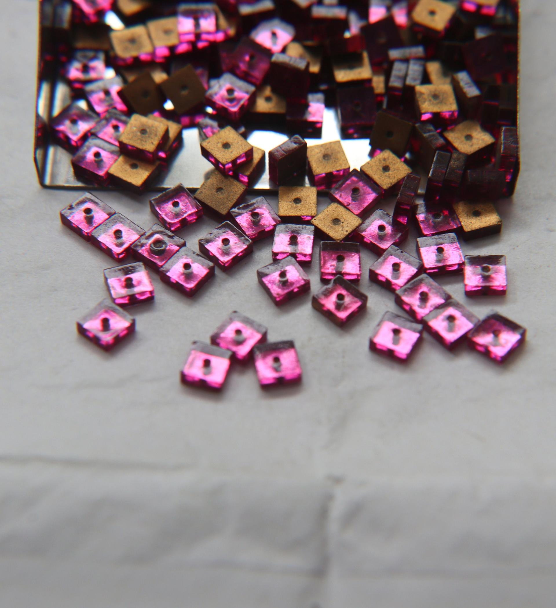 5mm Vintage Rose Square Hole through the center, used as Sewons foiled 24/72/144/432 Pieces