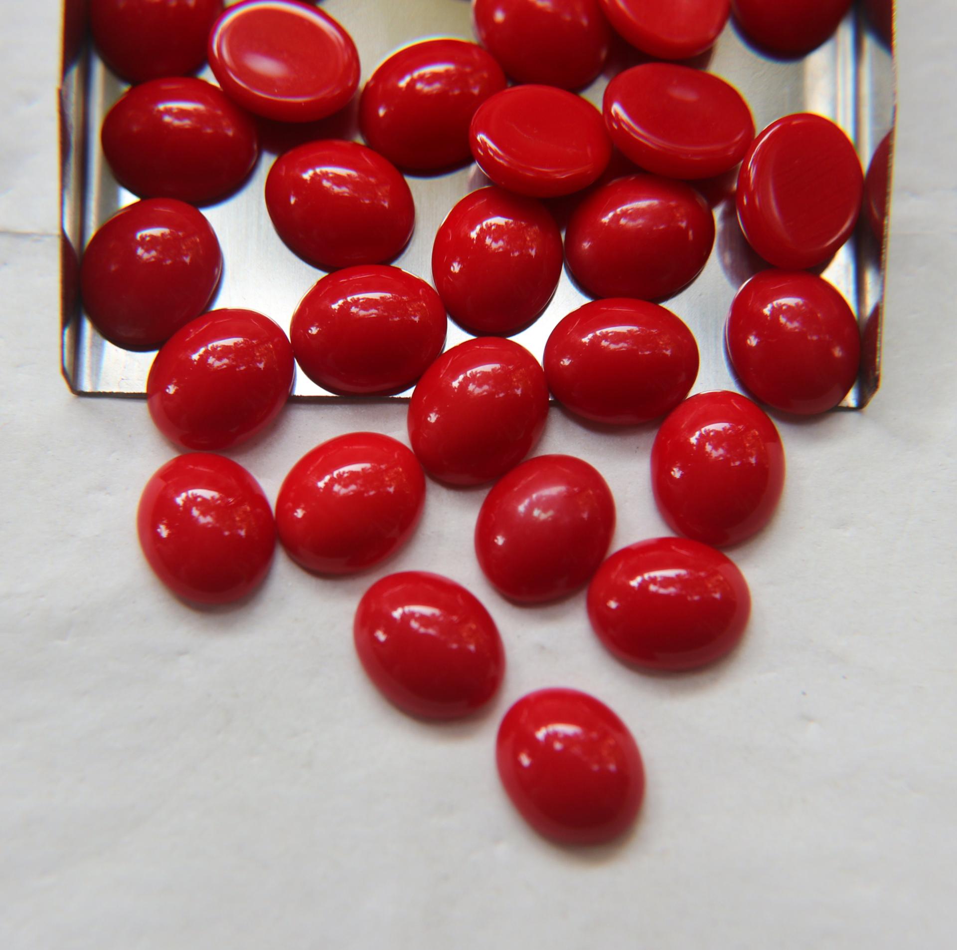 Swarovski 12x10 mm Vintage Opaque Red Coral Flat Back Oval Cabochon Cabs in Crystal foiled 36/72/144 Pieces