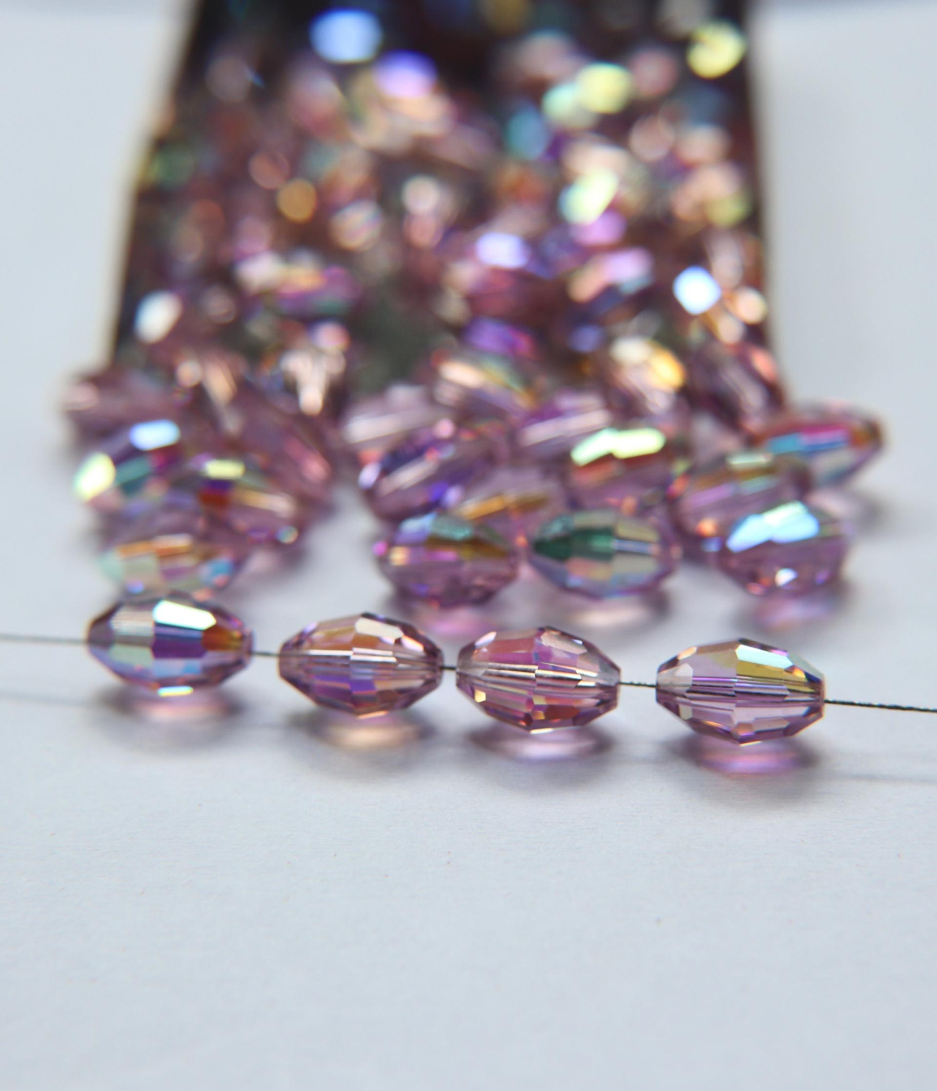 5200 Vintage 12x8 mm Swarovski crystal bead oval shape Light Amethyst Aurore Boreale 2/12/36 Pieces, fancy beads decorations, wedding