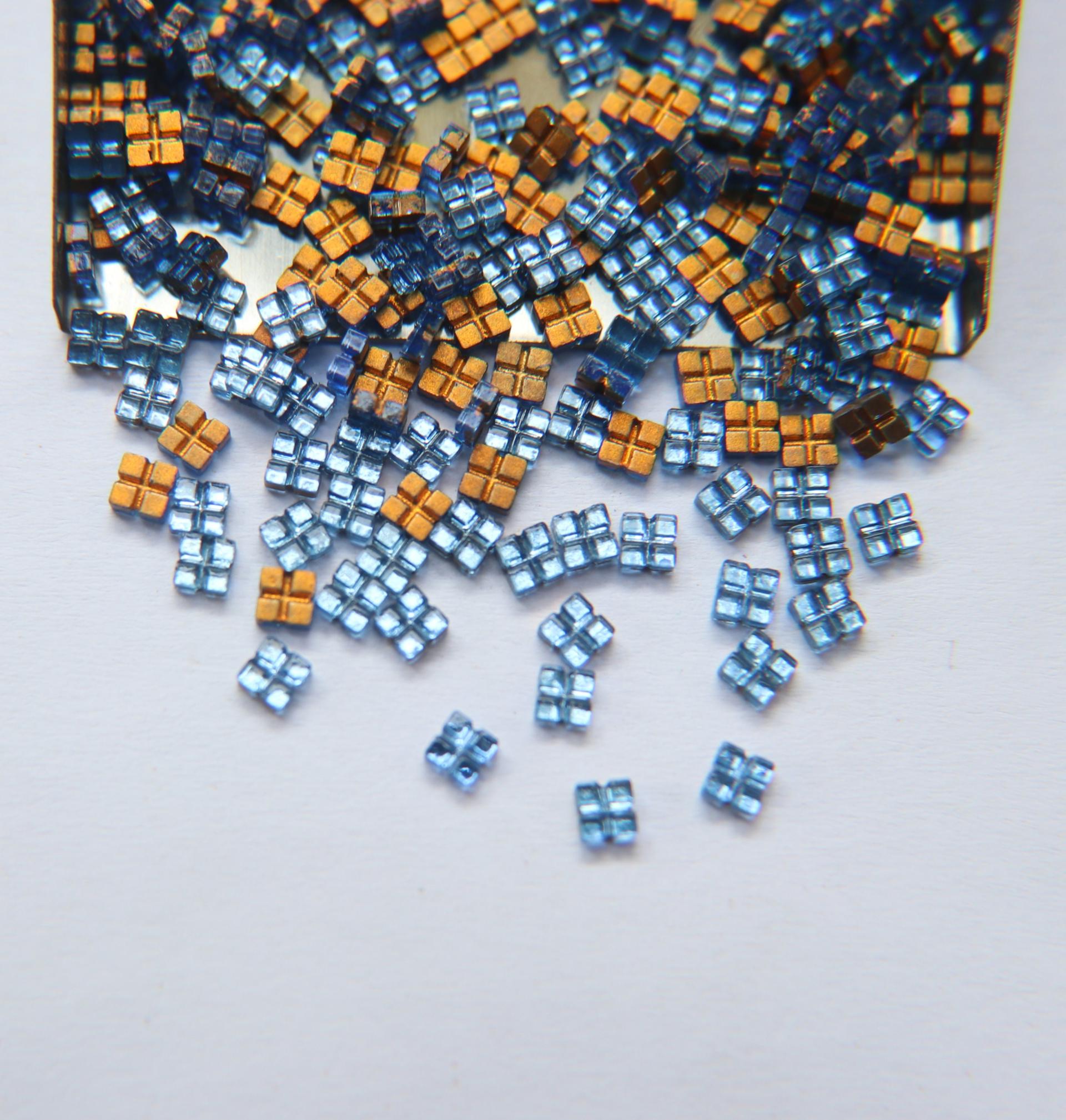 3.6mm Vintage Sapphire Square tiles flat back no holes, foiled 24/72/144/432 Pieces