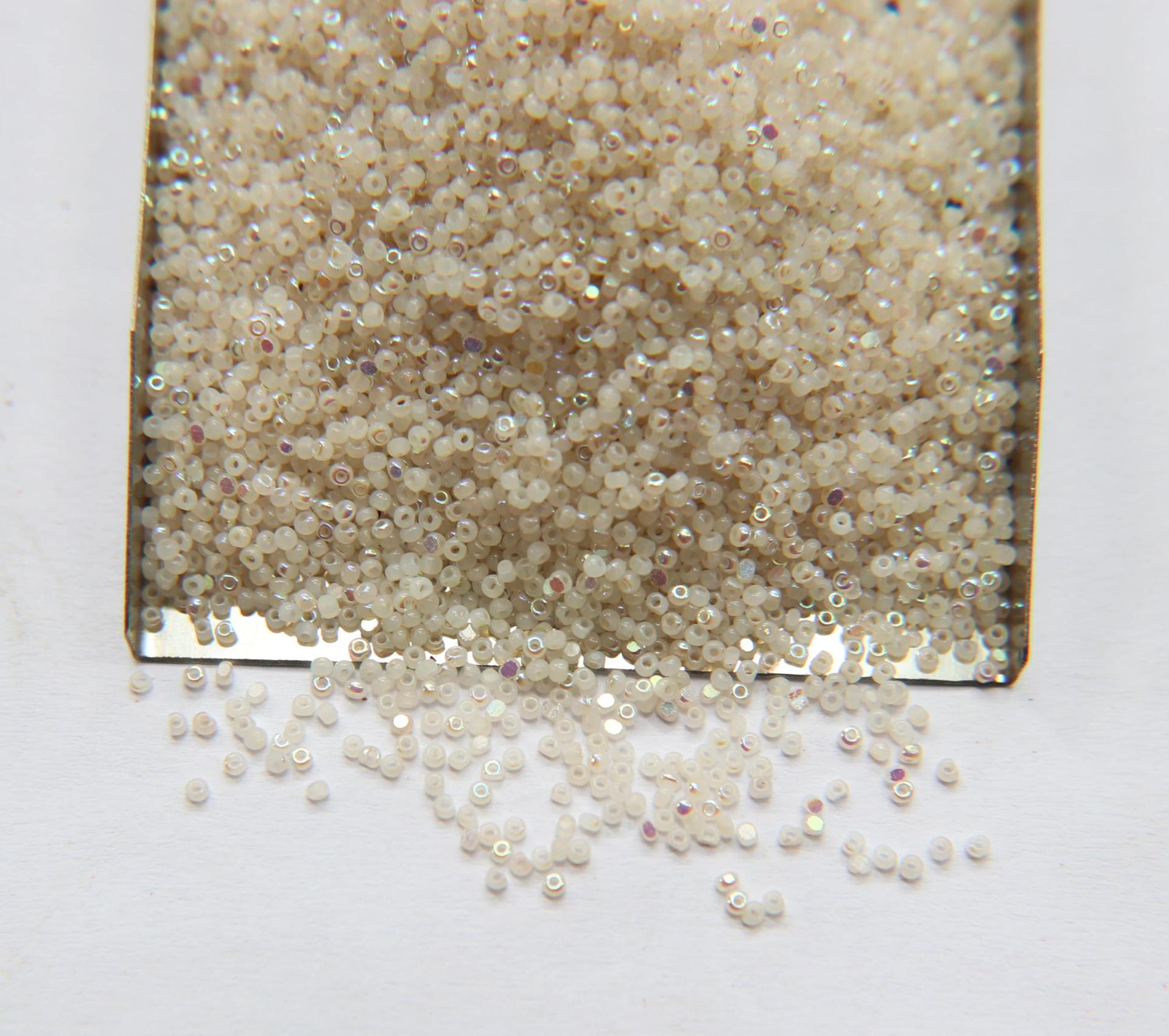 13/0 Patina White Opal Aurore Boreale Charlotte true Cut Beads 5/10/20/50/250/500 Grams PREMIUM SEED BEADS, Rare Beads