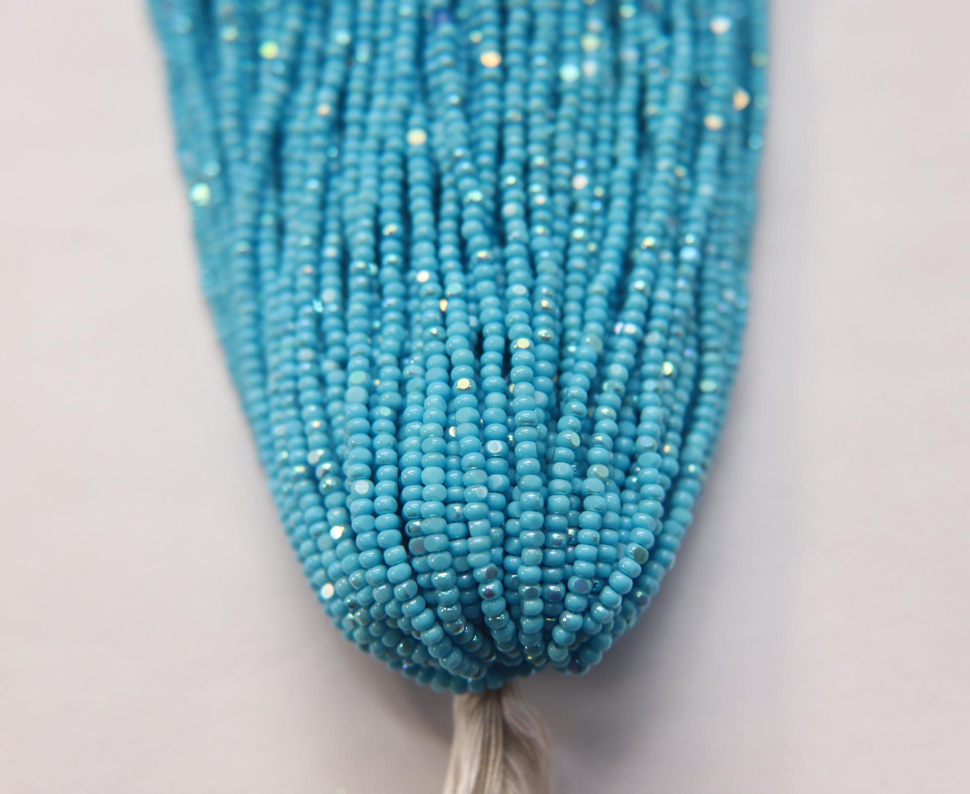 11/0 Hanks Charlotte Cut Beads Patina Turquoise Opaque Aurore Boreale 1/5/25/50/100 Hanks PREMIUM SEED BEADS, Native Supplies